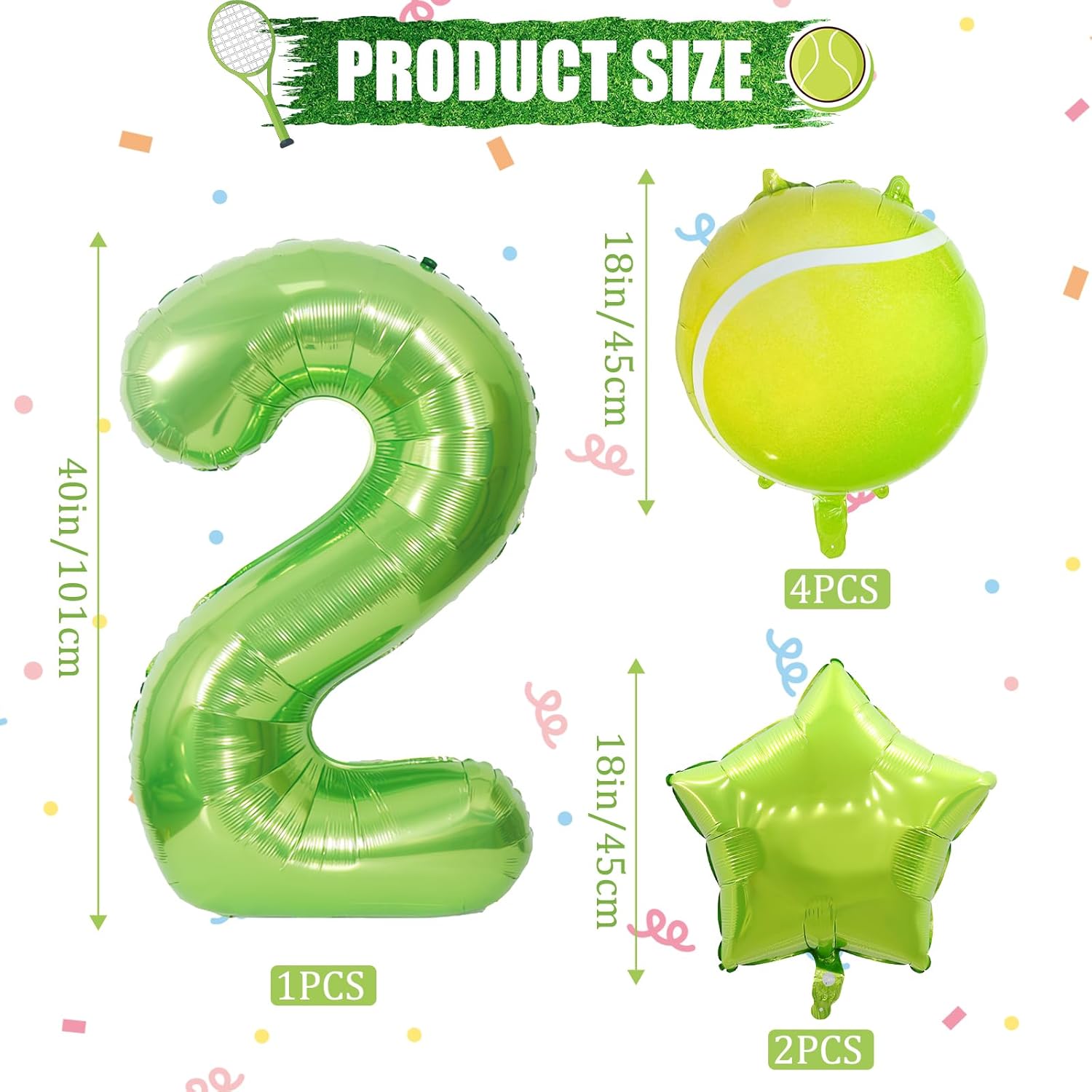 7 decoraciones para fiestas de tenis, cumpleaños, globos de aluminio Mylar para hombres, mujeres y niños, suministros de fiesta temática deportiva