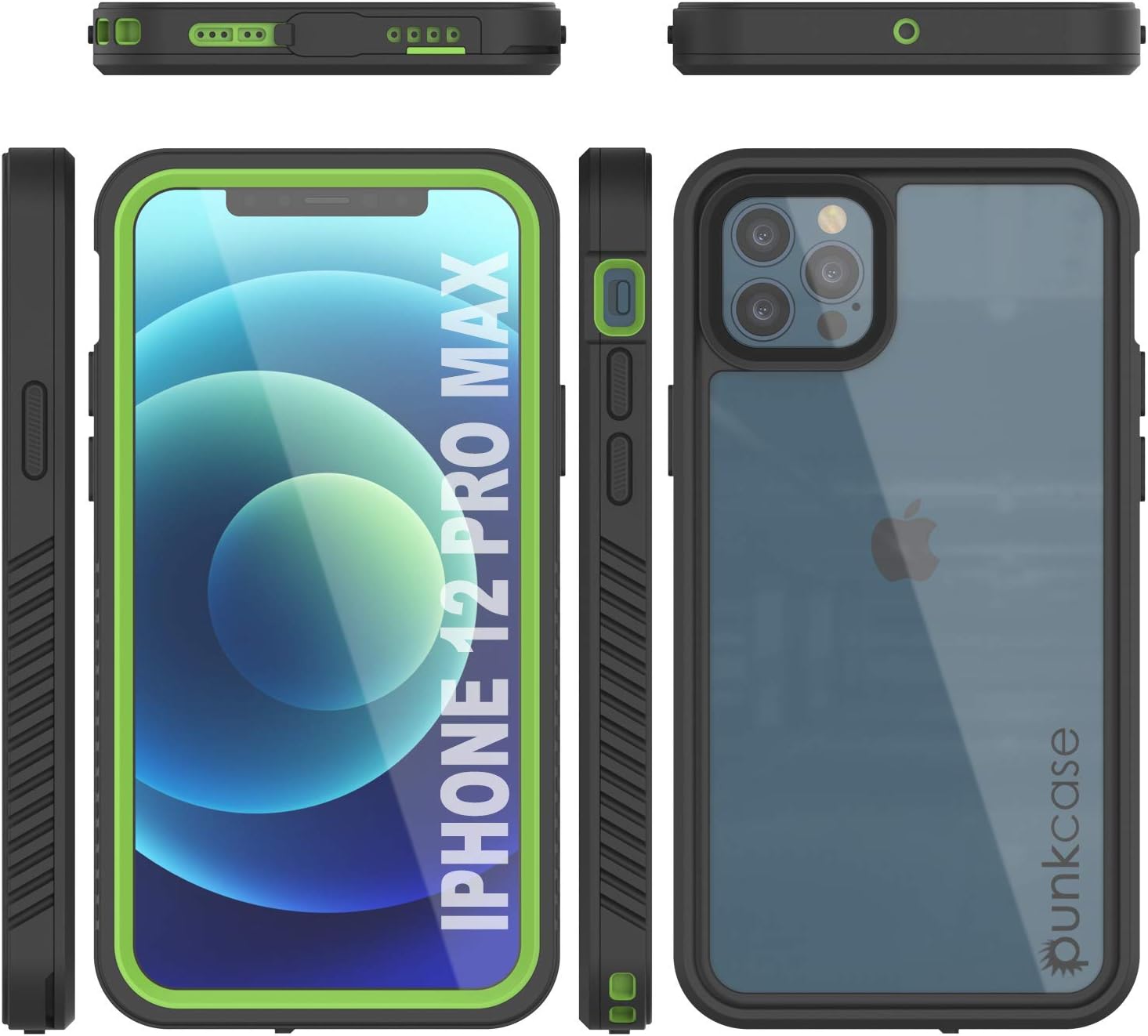Punkcase Funda impermeable para iPhone 12 Pro Max Extreme Series Slim Fit Certificado IP68 A prueba de golpes a prueba de nieve Funda de armadura