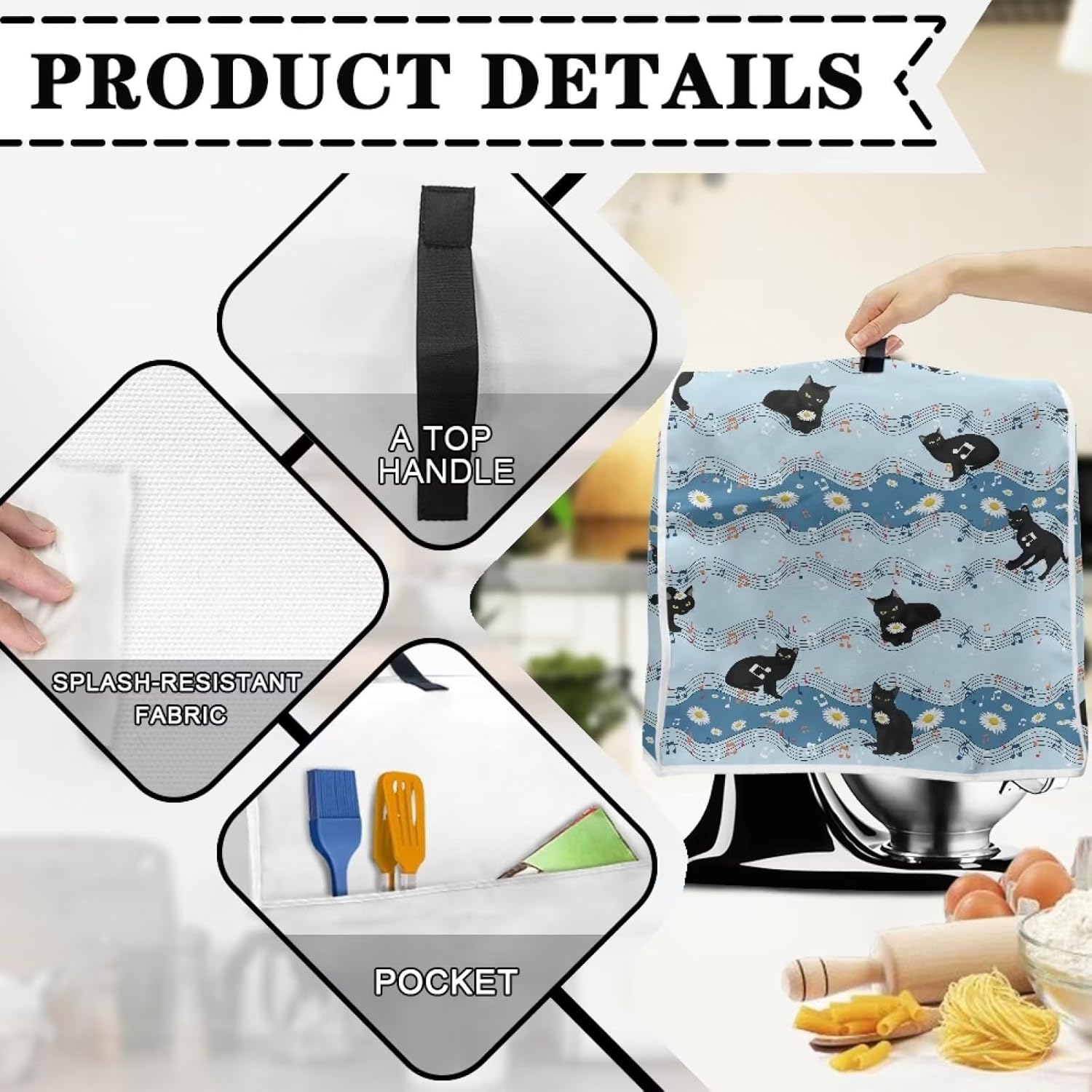 Cubierta para mezclador de música para gatos, fundas para electrodomésticos de cocina para mantener limpio y seguro, a prueba de polvo, compatible