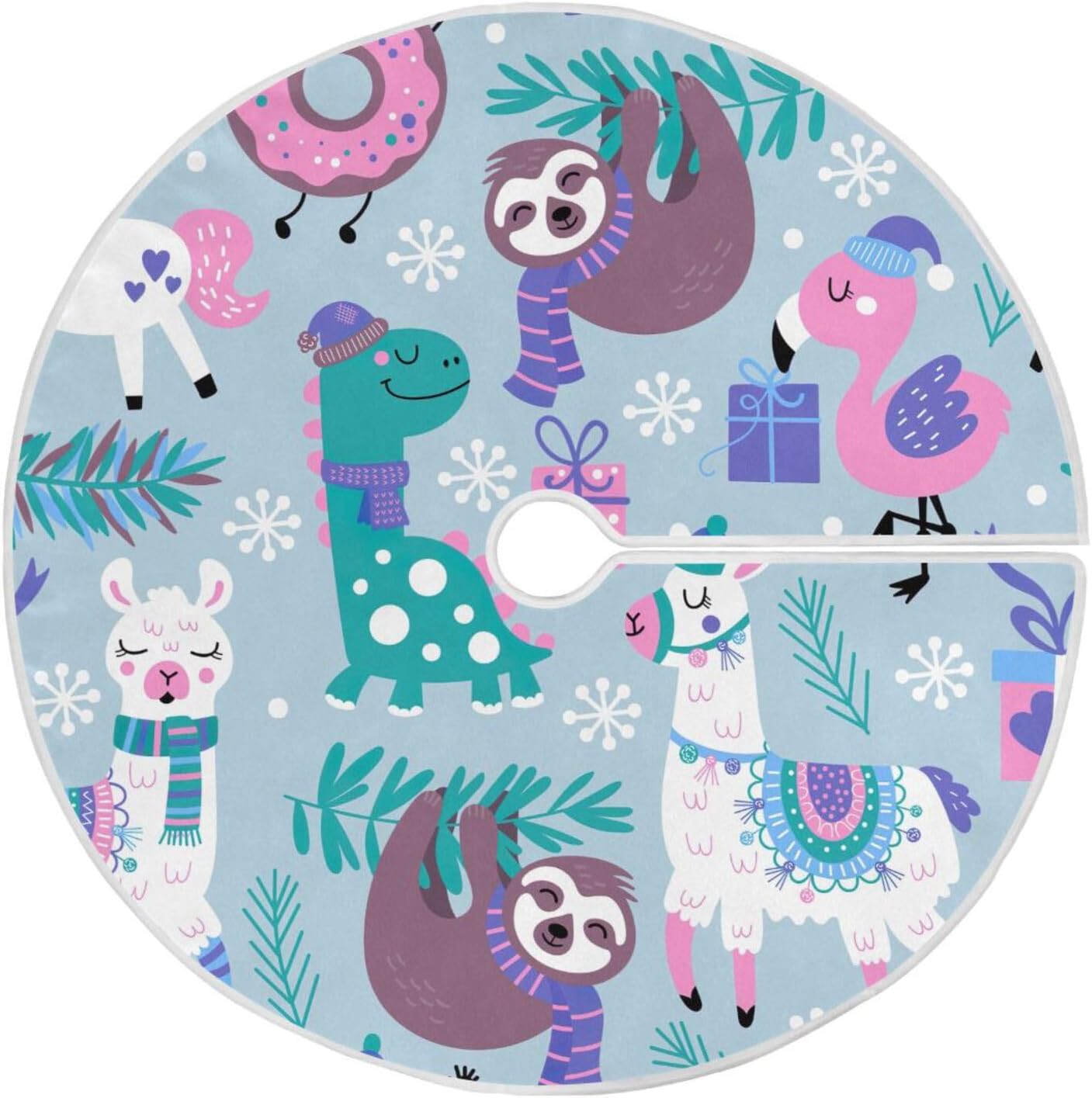 Falda de árbol de Navidad de animales navideños, decoración navideña, falda moderna para árbol de Navidad, decoraciones para árbol