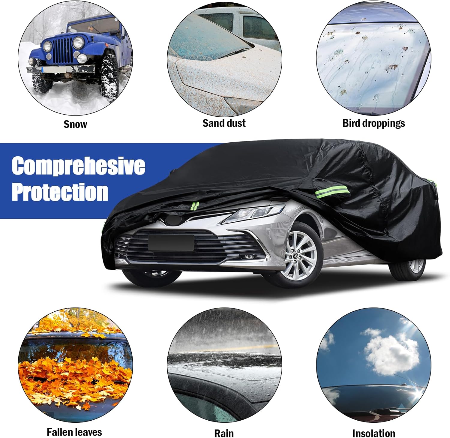 Funda impermeable para automóvil con cremallera de puerta para Toyota Camry 1996-2023, cubierta exterior completa para todo tipo de clima,