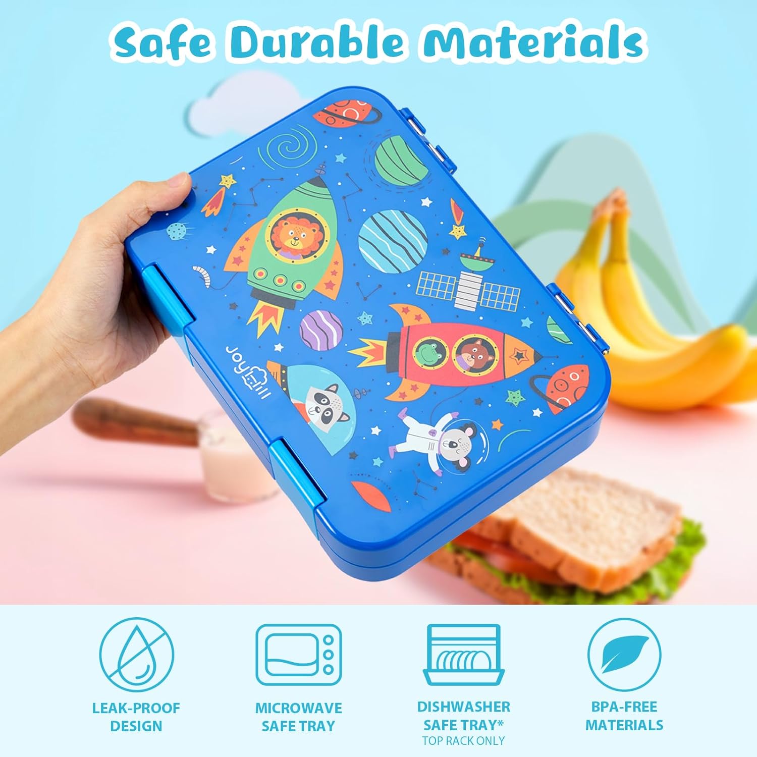 JOYHILL Lonchera para niños, lonchera Bento a prueba de fugas con 4 a 6 compartimentos, contenedores de almuerzo sin BPA Bento Box para adultos y