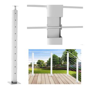 LANGLIER 2 postes de barandilla para cables de 36 x 2 x 2 pulgadas (columna cuadrada de 33 pulgadas), acabado plateado de acero inoxidable, para LANGLIER 2 postes de barandilla para cables de 36 x 2 x 2 pulgadas (columna cuadrada de 33 pulgadas), acabado plateado de acero inoxidable, para