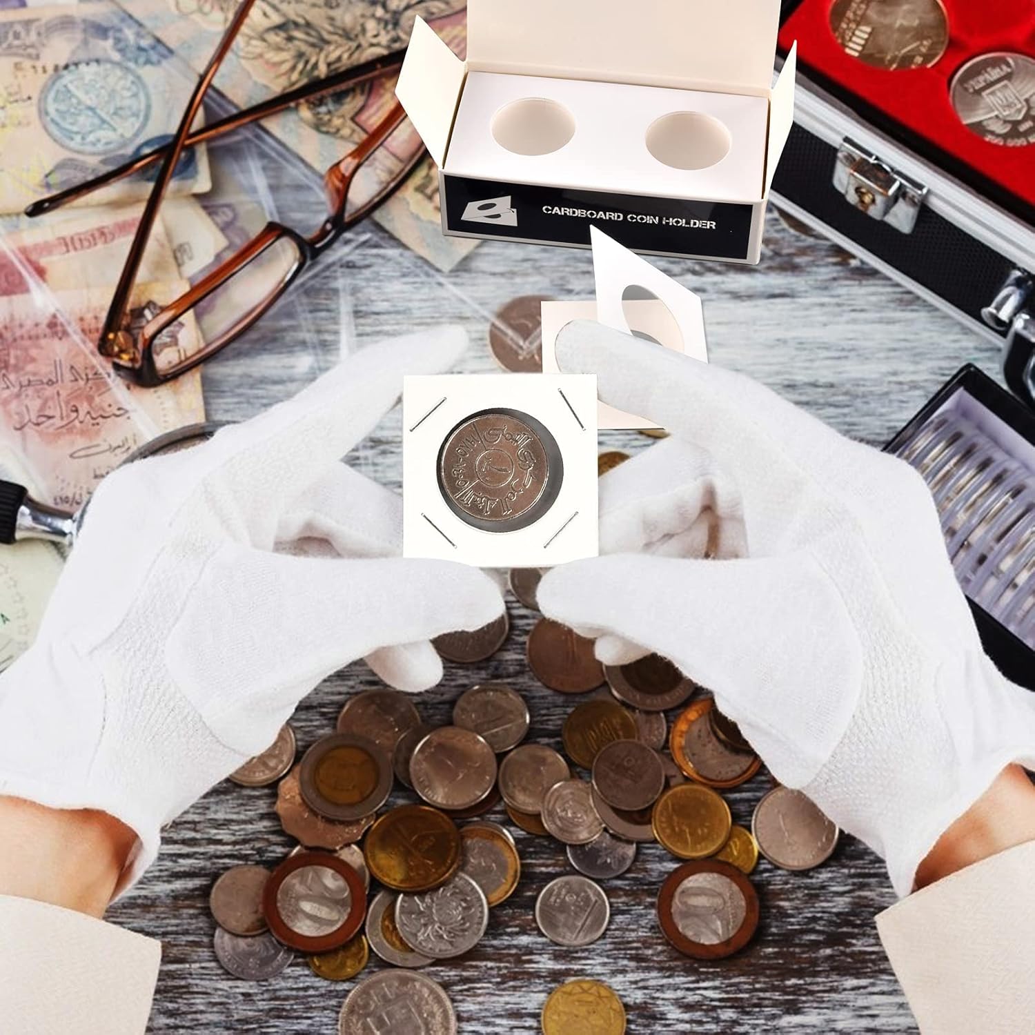 350 soportes para monedas de cartón, monedas, 2 x 2, 7 tamaños para coleccionistas, protector para coleccionistas, se adapta a 20.5, 23, 25, 27.5,