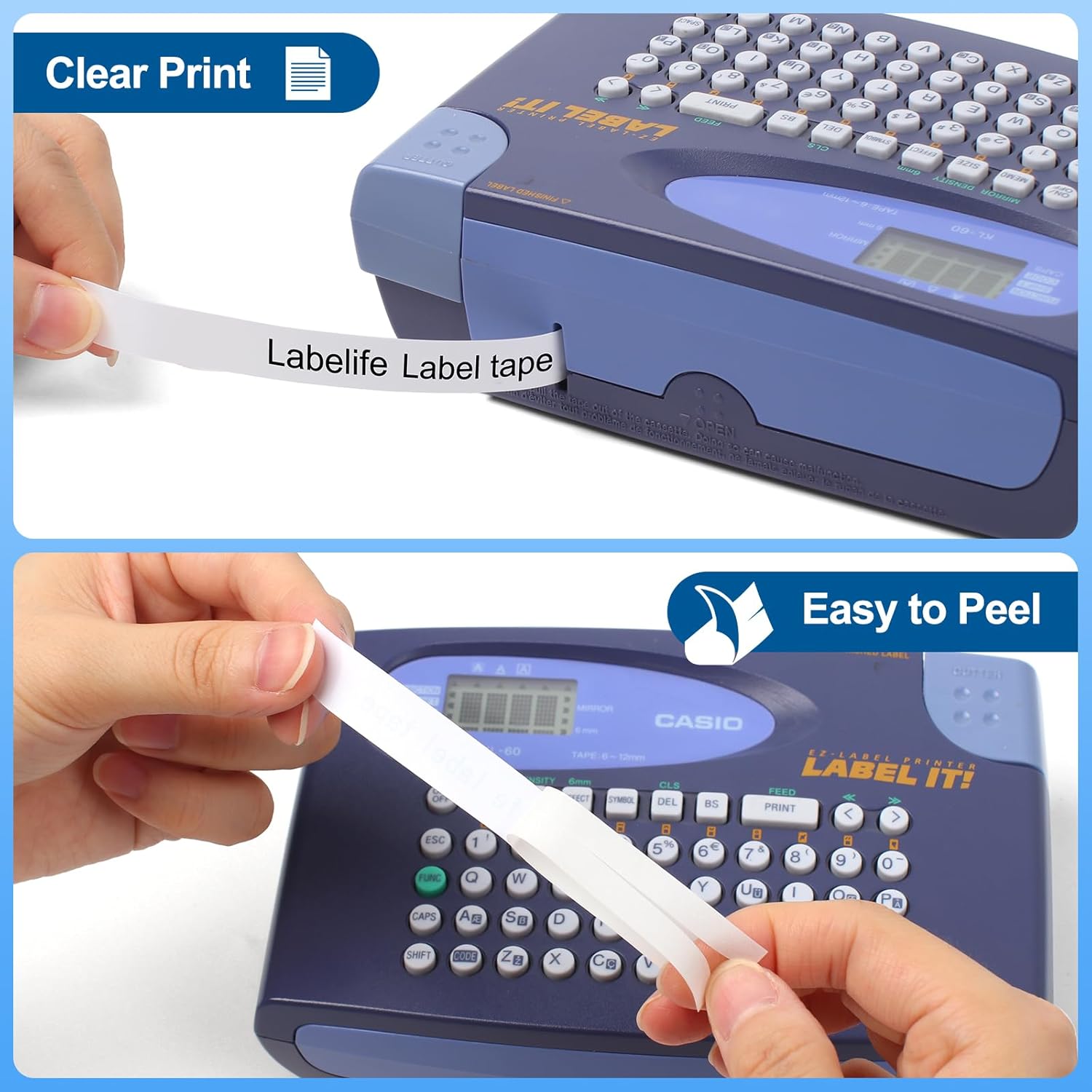 XR-9WE Reemplazo para Casio Label It Tape 0.354 in 38” XR-9WE XR9WE XR-9WE2S Cinta negra sobre blanca Cassette Comaptible Casio EZ impresora de