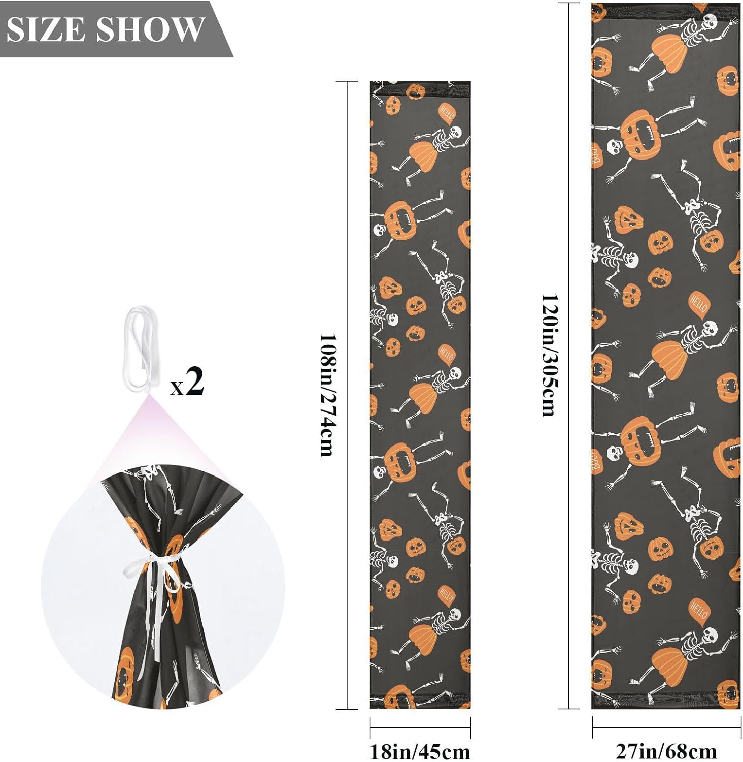 Funny Skeletons Pumpkins Table Runner Fall Table Decor for Desk Decor Halloween Table Runner 108 Inches Long