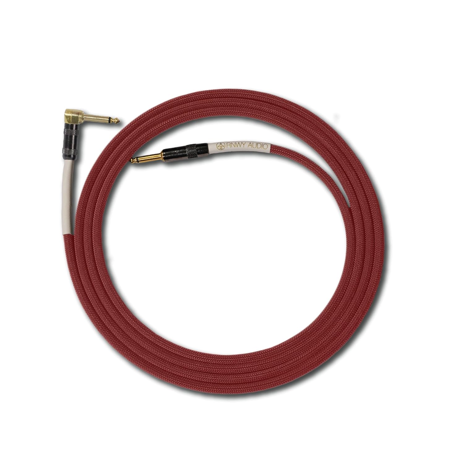 Runway Audio Cable para instrumentos, cable de menor capacitancia del mercado (15 pies, recto a ángulo recto, rojo)