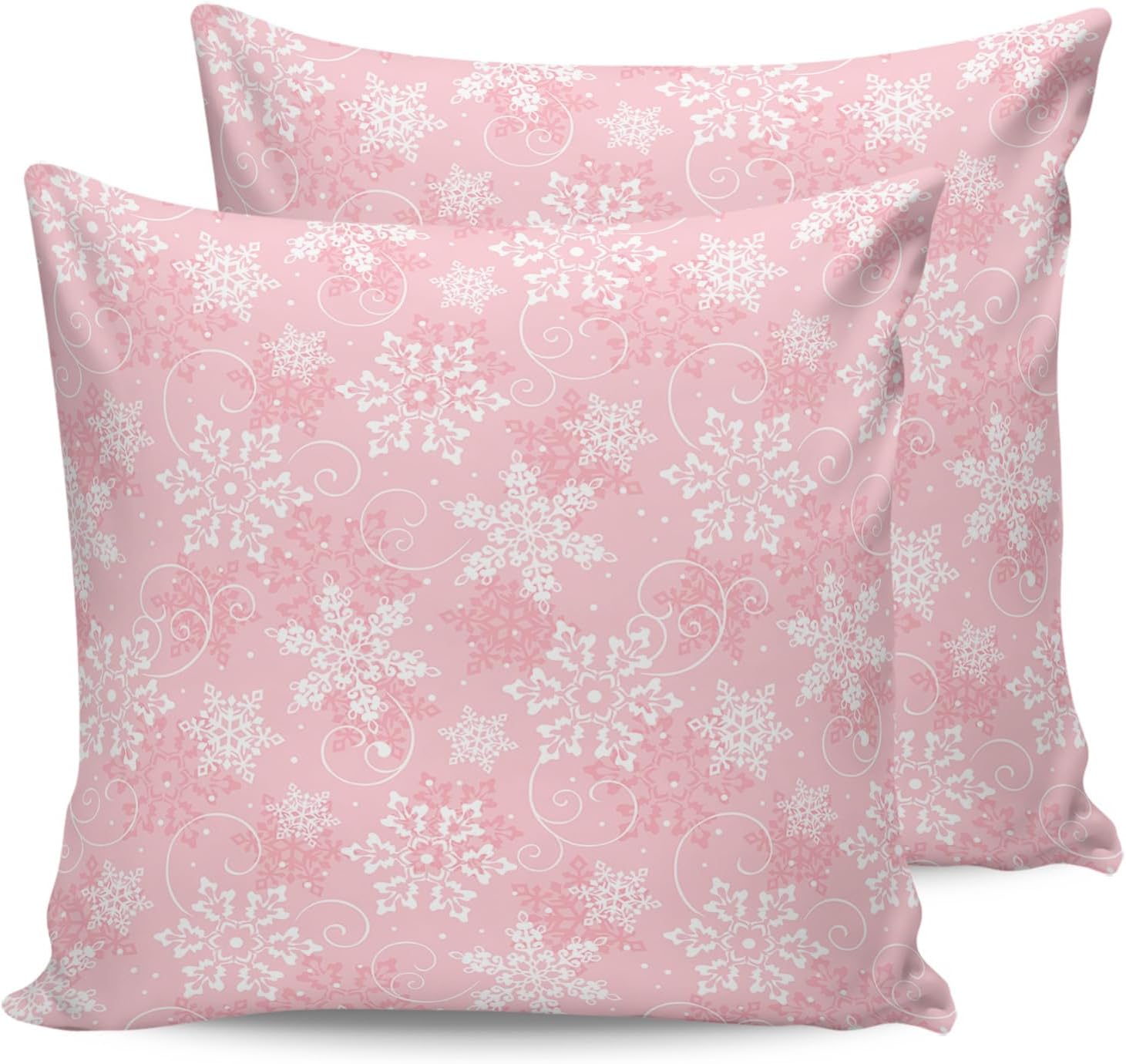 QueenKer Juego de 2 fundas de almohada navideñas de 24 x 24 pulgadas, diseño de copos de nieve de invierno, fundas decorativas para sofá y cama,