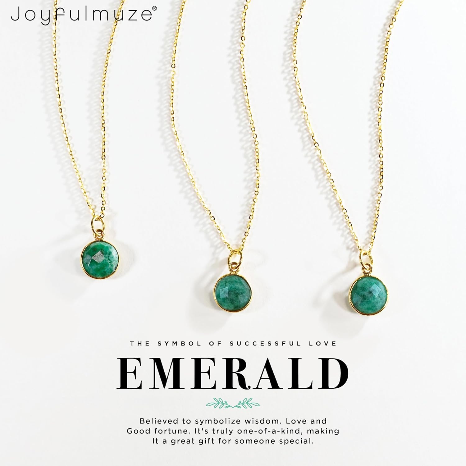 Raw Emerald Gemstone Necklace, Green Natural Round Stone Pendant, 925 Sterling Silver Gold Jewelry, Handmade Gift for Women and Men, May Birthstone