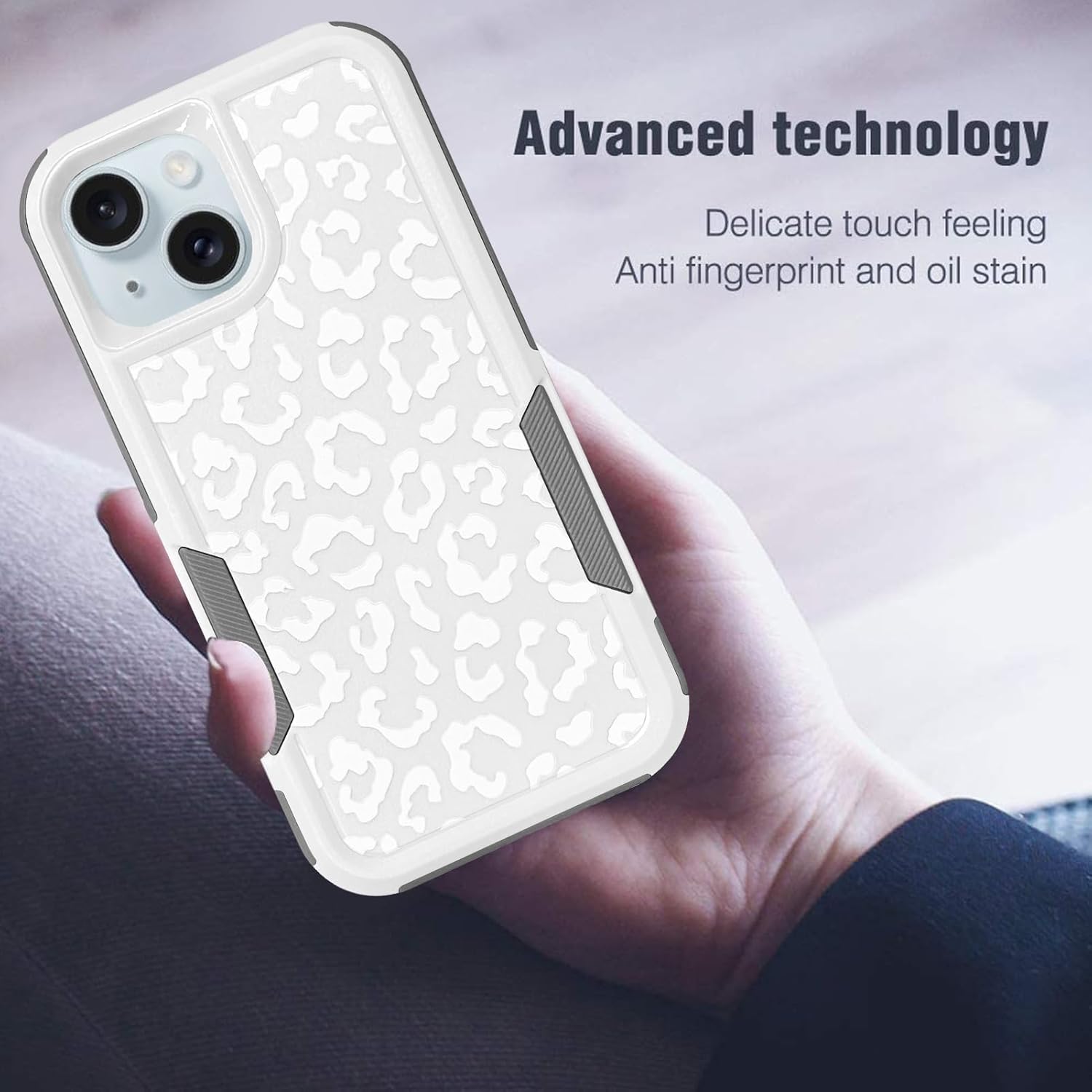 MOWIME Funda compatible con iPhone 15 de leopardo, estampado de guepardo, a prueba de golpes, resistente, TPU duro, parte trasera de policarbonato