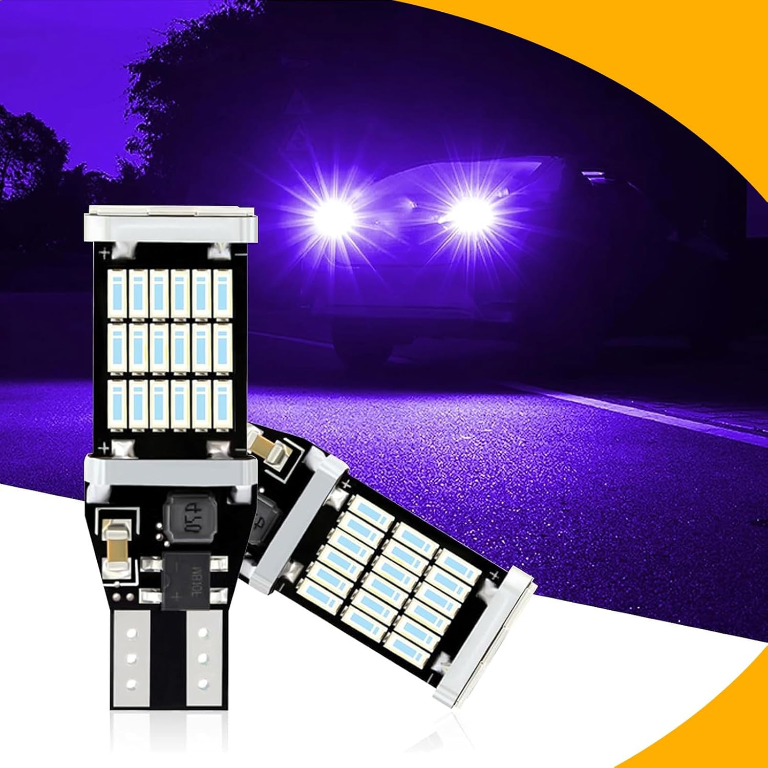UGSHY 4 luces LED de marcha atrás para automóvil, T15 4014 45SMD, chipsets de luz de marcha atrás, luces traseras LED sin errores, luces de giro,