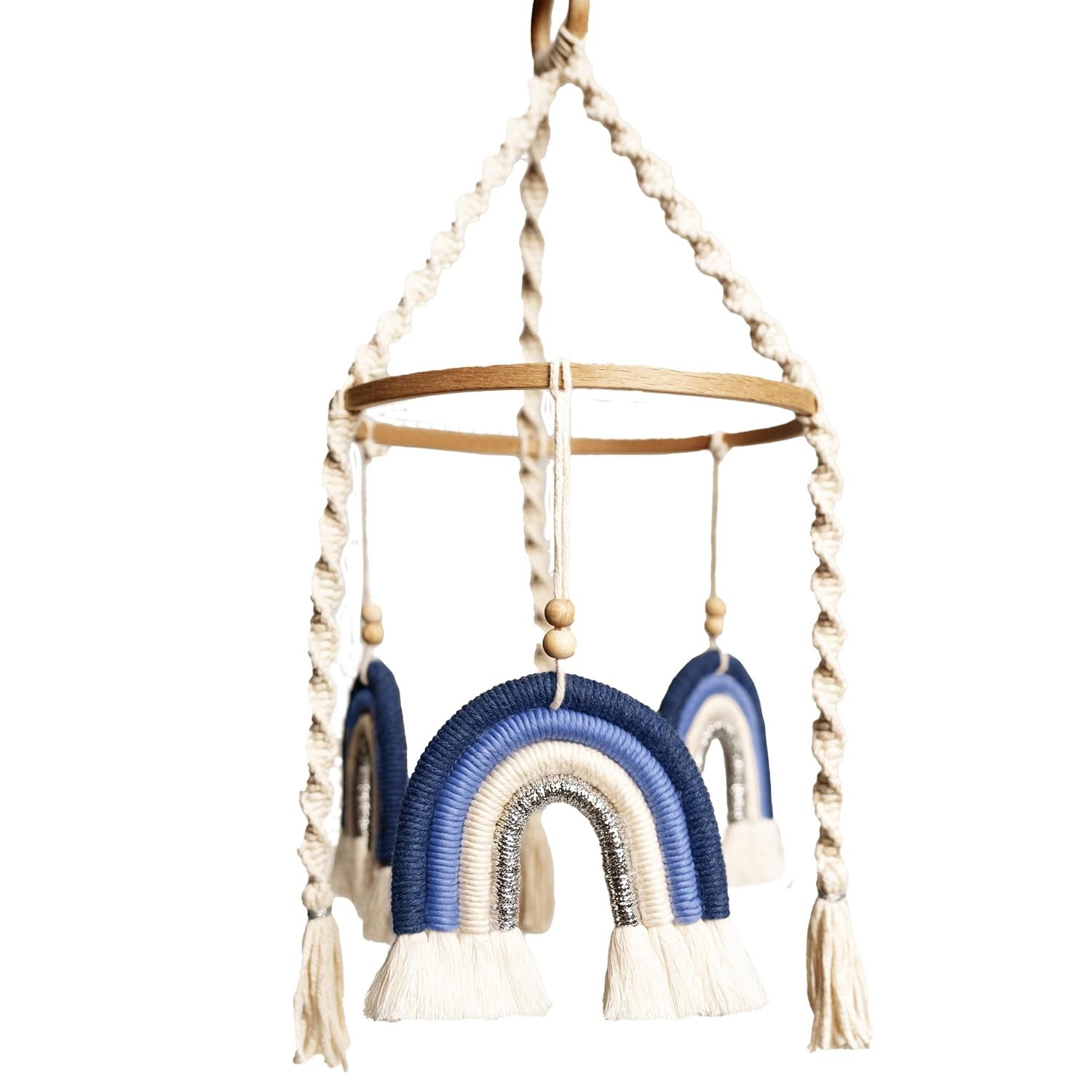 Móvil de cuna para niños, móvil de bebé arcoíris, móvil hecho a mano para cuna, móvil de macramé para cuna, móvil de cuna de bebé bohemio, móvil de