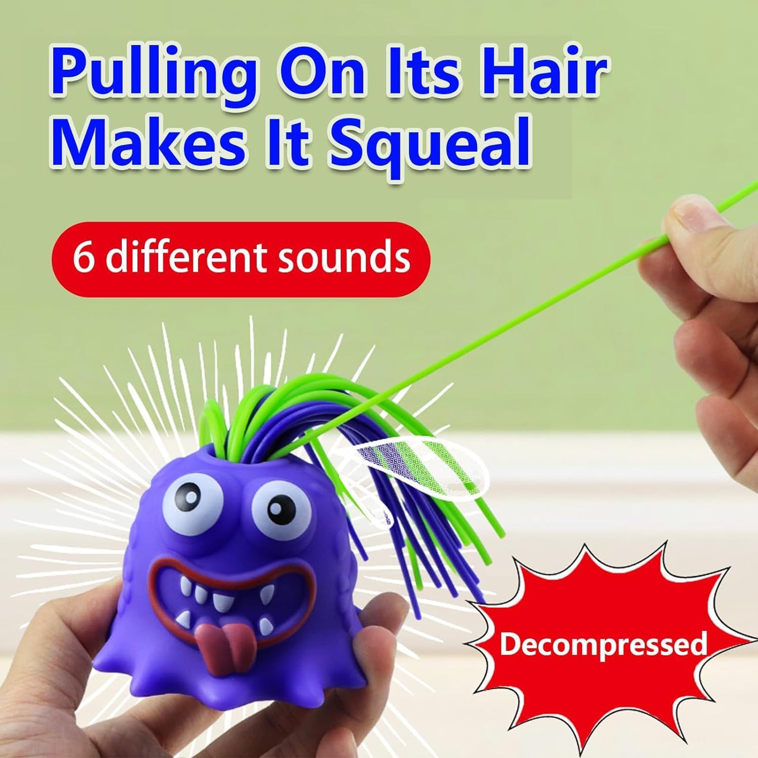Juguete para aliviar el estrés, monstruo que grita el pelo, cada grito es diferente, divertidos juguetes gritadores que jalan el cabello, juguetes