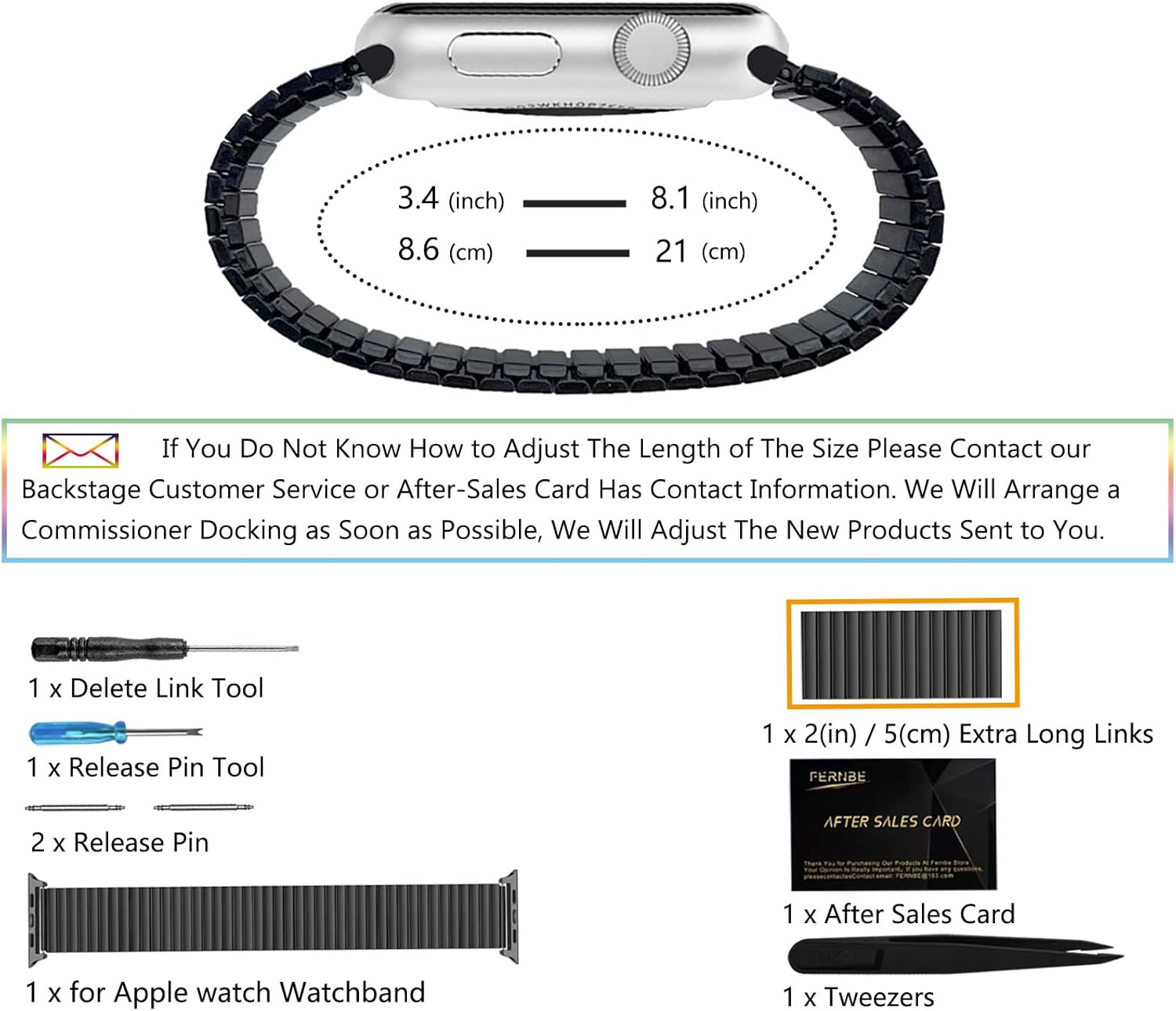 Compatible con Apple Watch Series 9, correa de acero inoxidable de expansión de 1.654 in 1.732 in 1.772 in, correa elástica de metal elástica para