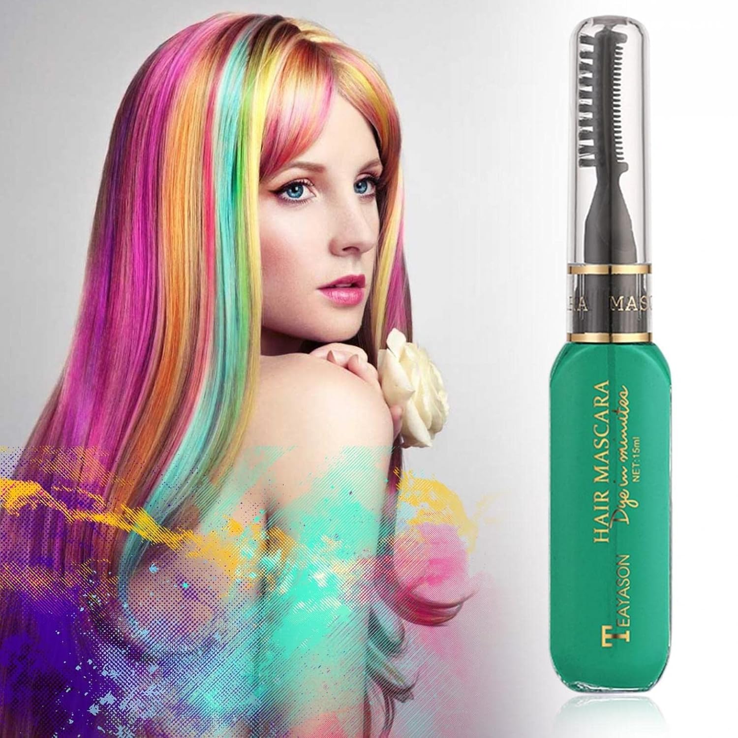 Juego de peines de tiza temporal para el cabello, máscara de tiza lavable para niñas y niños para Navidad, fiesta de cumpleaños, cosplay