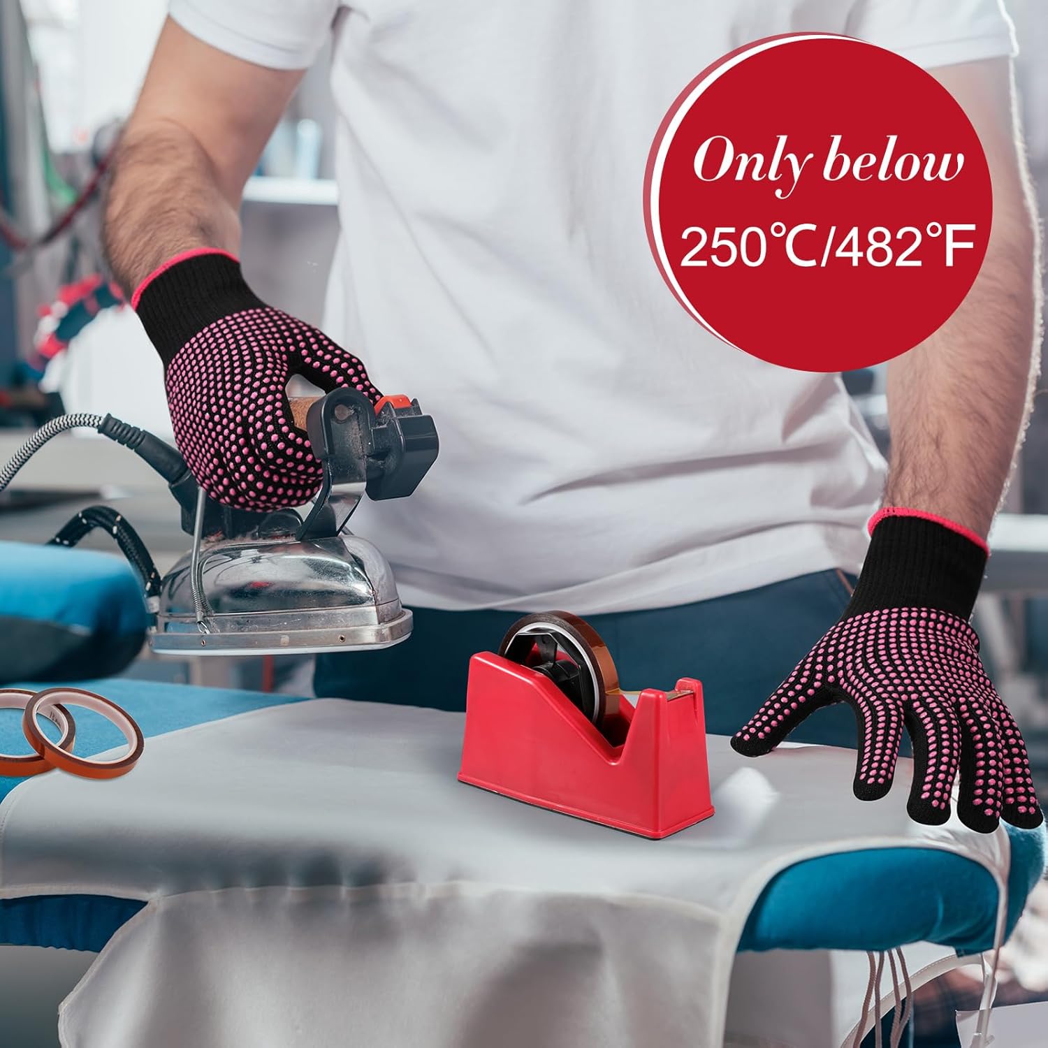 Juego de 7 dispensadores de cinta térmica, dispensador de rollos de cinta con base antideslizante pesada y 4 cintas de transferencia de calor, 2