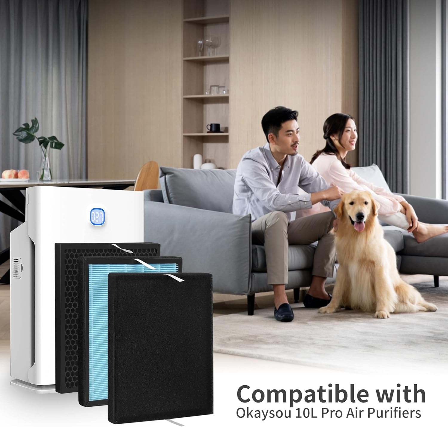 Juego de 4 filtros de repuesto de 10L Pro compatibles con Okaysou AirMax 10L Pro y purificador de aire Aiibot-A300