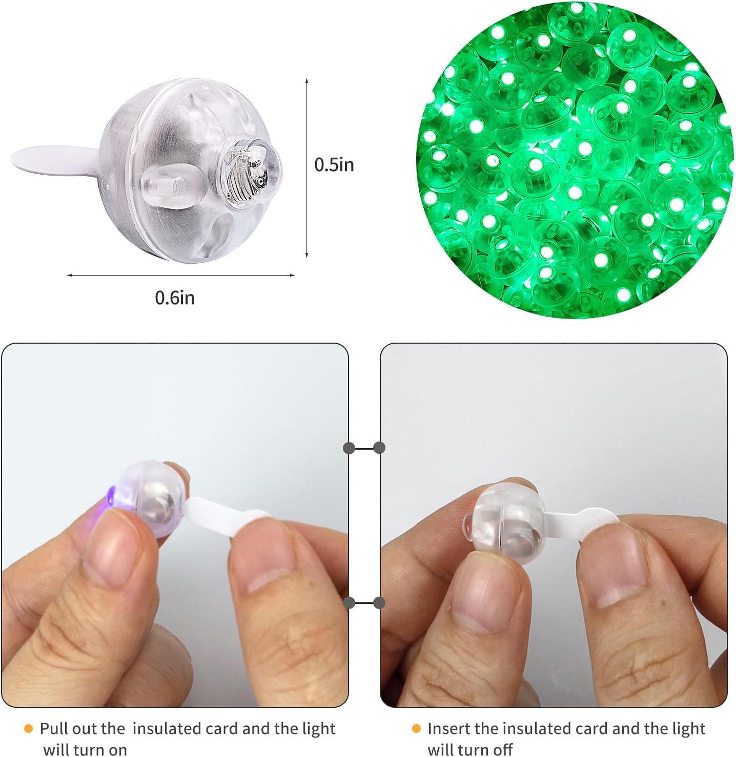 Aogist 100 luces de globo verde, mini bola impermeable de largo tiempo de espera, lámpara LED redonda para linterna de papel, fiesta, boda,