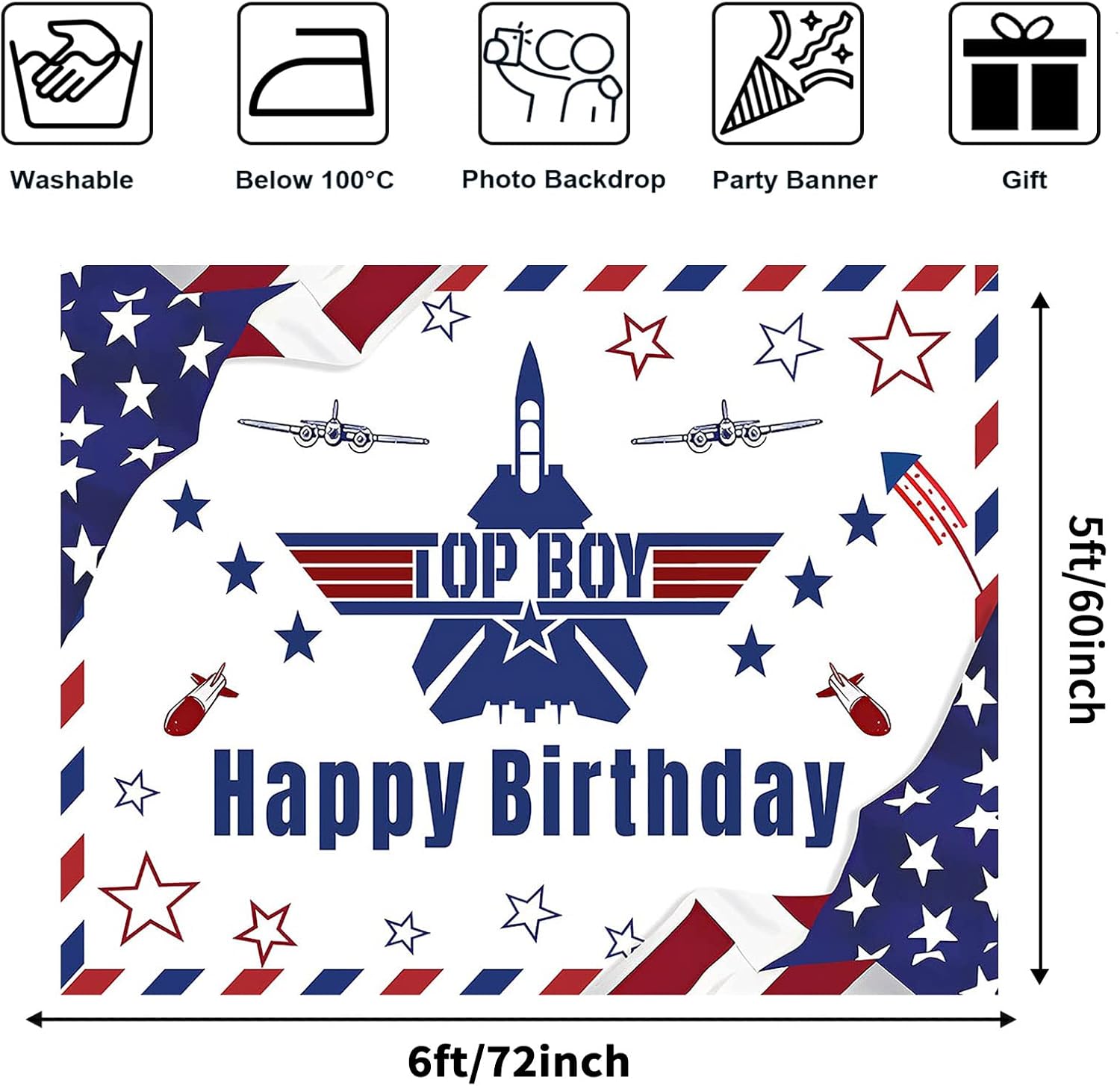 Avezano Telón de fondo de cumpleaños de avión para niños, temática militar de combatiente, decoraciones para fiestas de cumpleaños, cartel de fiesta