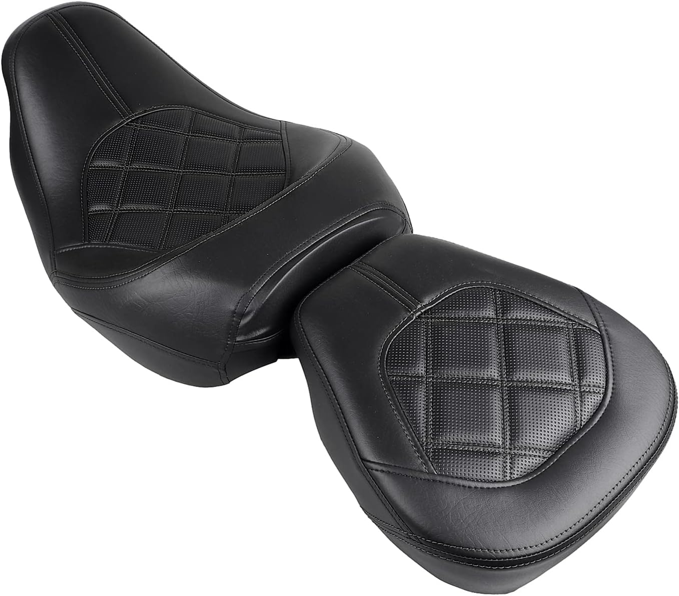 YDLMT Juego de asiento de pasajero con costuras negras para Harley Touring Road King Electra Glide Street Glide Road Glide Ultra Limited 2009 y