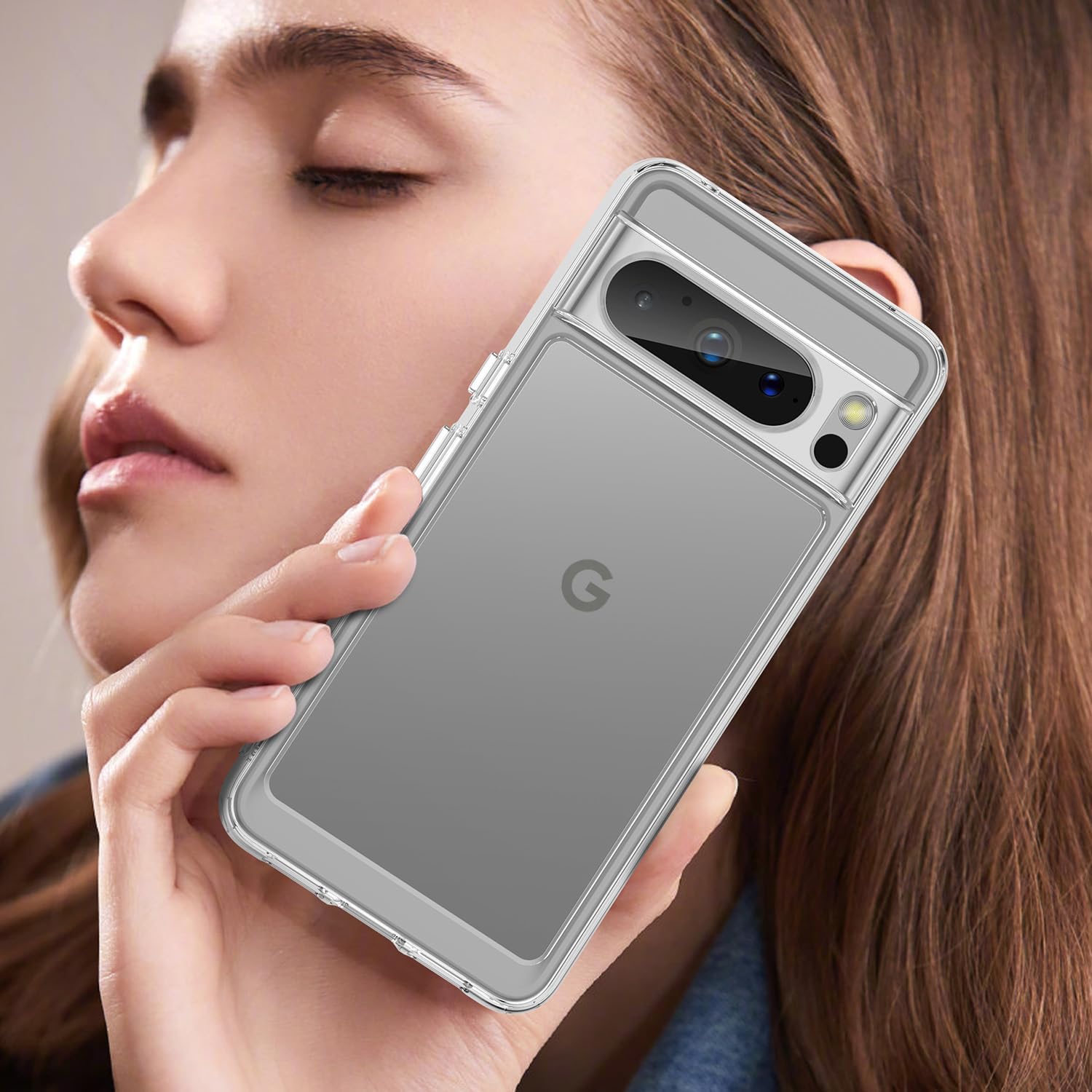 Guarishel Funda para Google Pixel 8 Pro 4 bolsas de aire integradas no amarillento Funda protectora de grado militar a prueba de golpes para Google