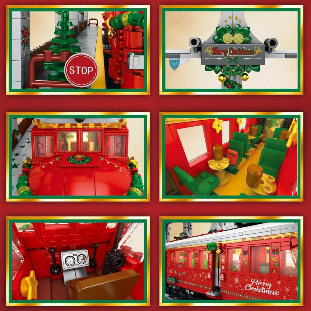MISINI 66034 Bloques de construcción de tren de vapor, 2822 piezas, juego de construcción de trenes con luces, elementos de Navidad coleccionables,