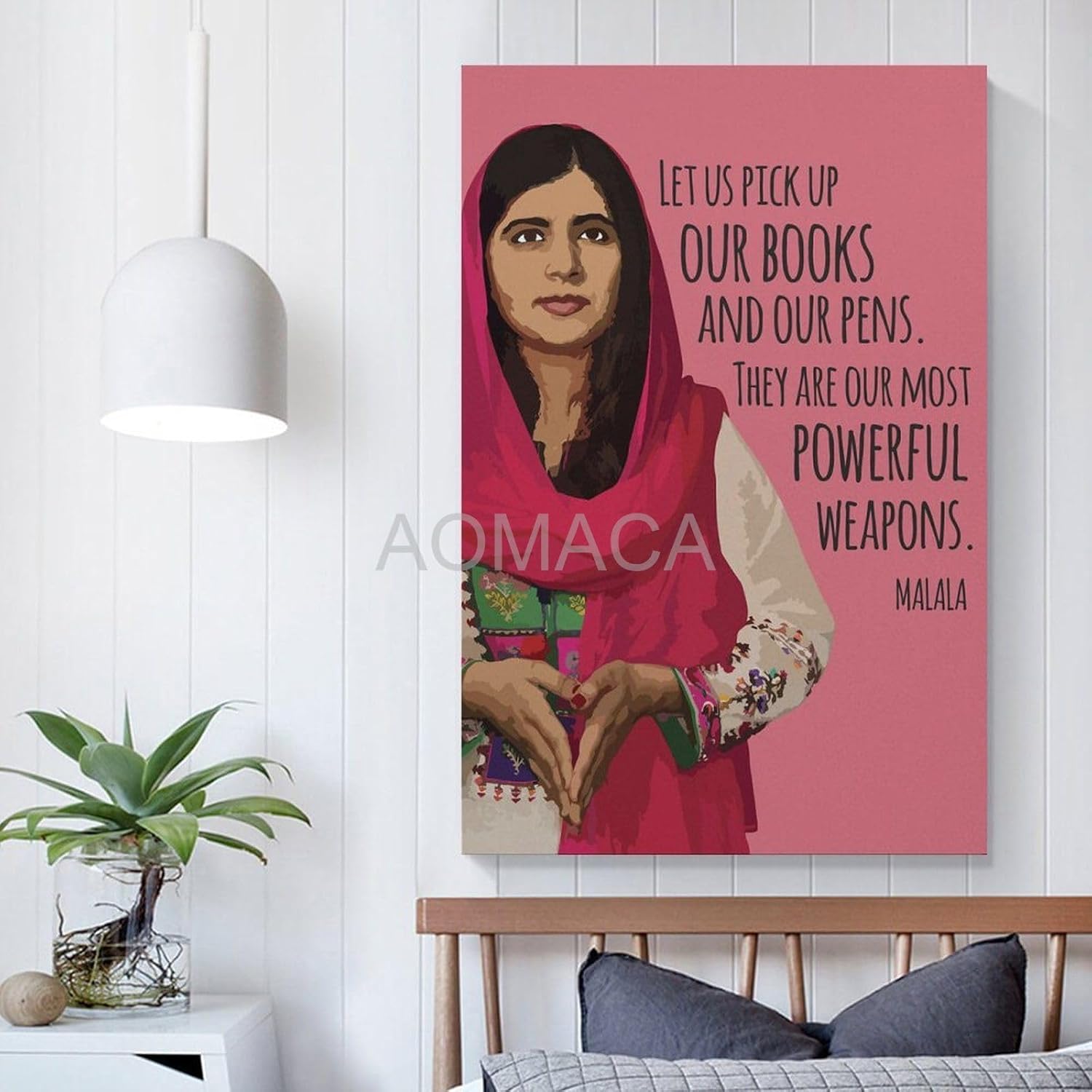 RCIDOS Póster de Malala Yousafzai con cita artística de Malala Yousafzai (14) pósteres e impresiones de pintura en lienzo para decoración de sala de