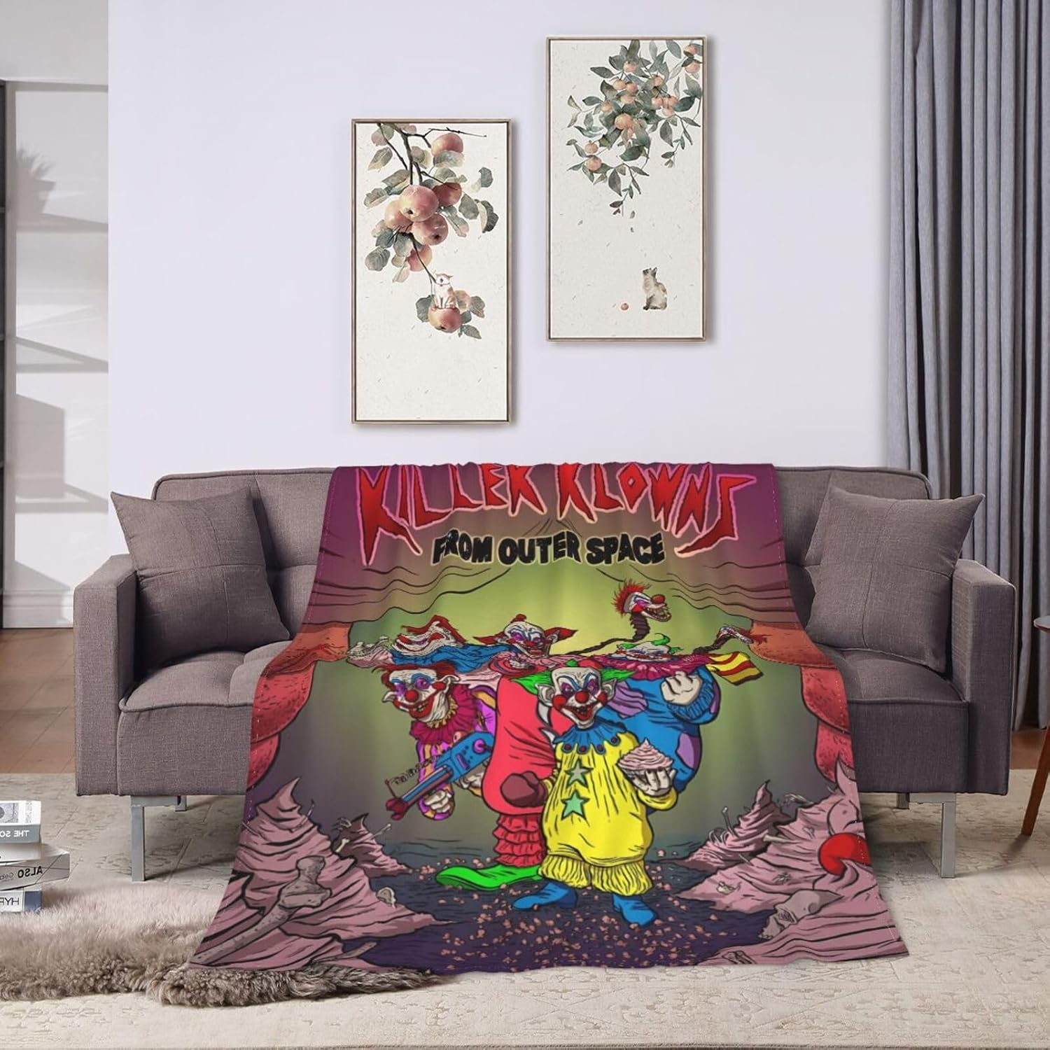 Mantas Killer de película de terror Klowns from Outer Space – Manta de forro polar para sofá y dormitorio, mantas suaves de aire acondicionado para