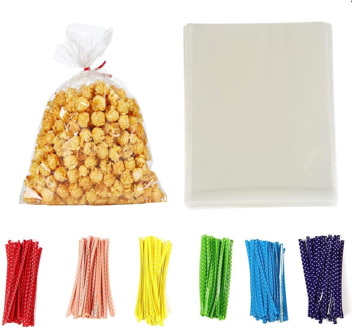 100 bolsas de celofán planas transparentes para celofán, buenas para panadería, palomitas de maíz, galletas, dulces, postres de 1.2 mil. Regala