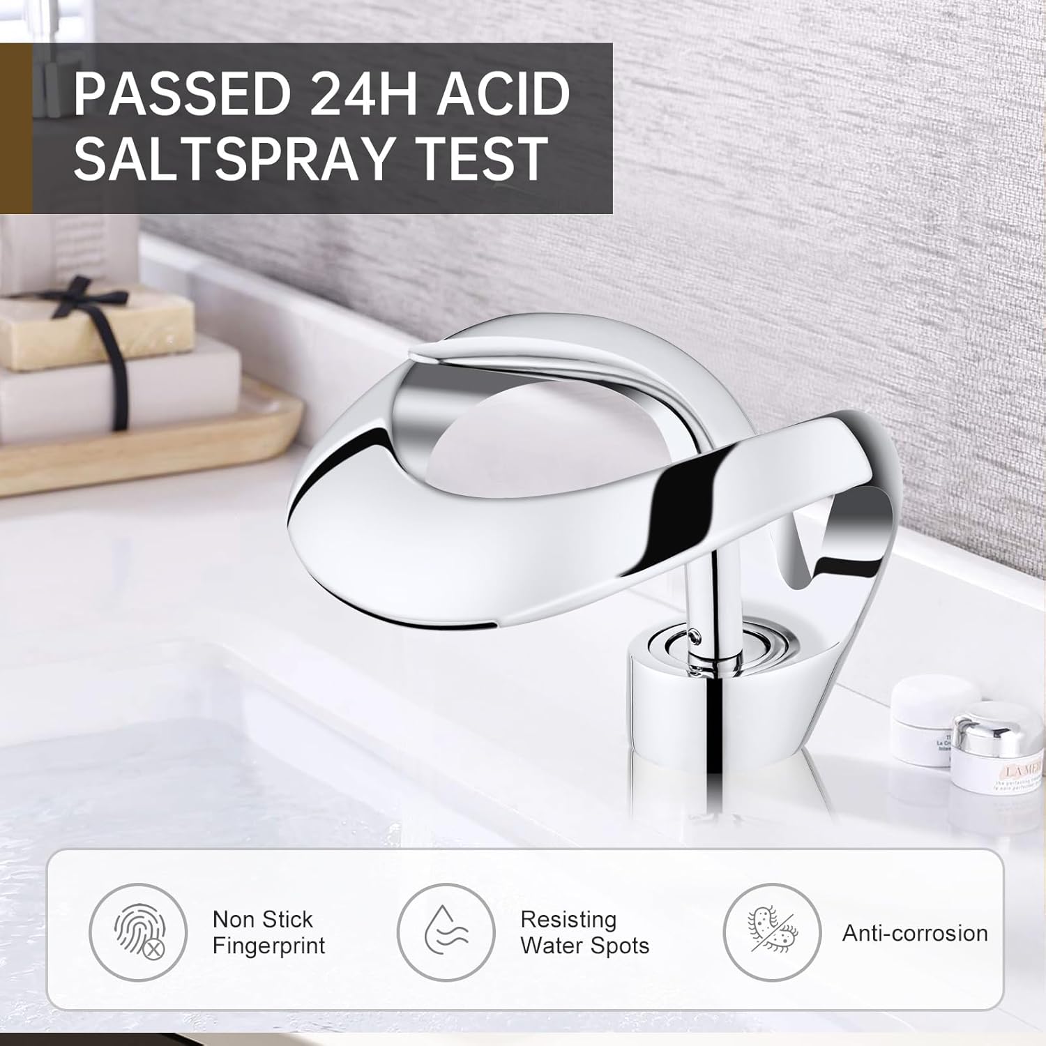 Moderno grifo de lavabo de baño de 1 agujero, color negro, grifo de lavabo (cromado)