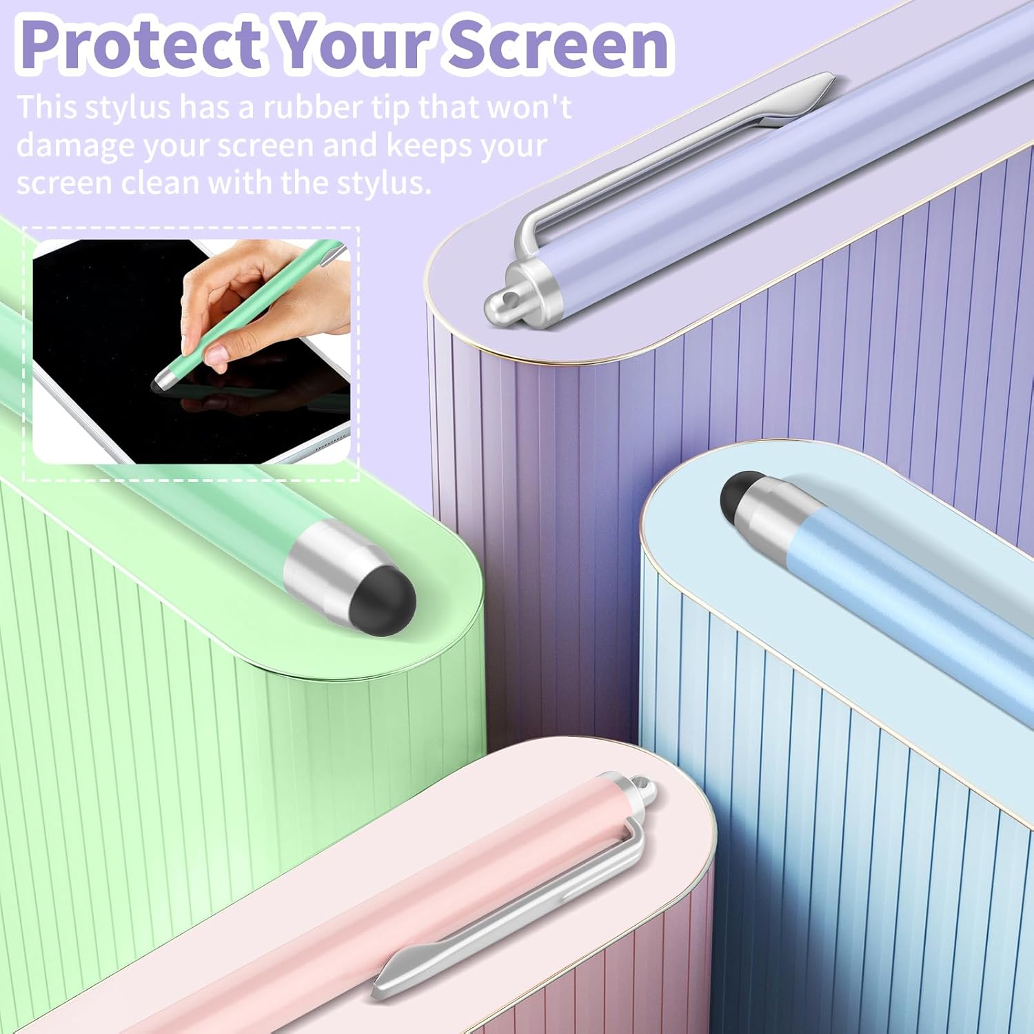 Lápiz capacitivo para pantallas táctiles, 4 lápices capacitivos para iPad de alta sensibilidad y precisión con puntas de repuesto, compatibles con