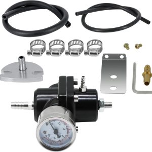 Kit de regulador de presión de combustible ajustable universal, regulador de presión de inyección de aceite de gas de aluminio con calibre de 0-140 Kit de regulador de presión de combustible ajustable universal, regulador de presión de inyección de aceite de gas de aluminio con calibre de 0-140