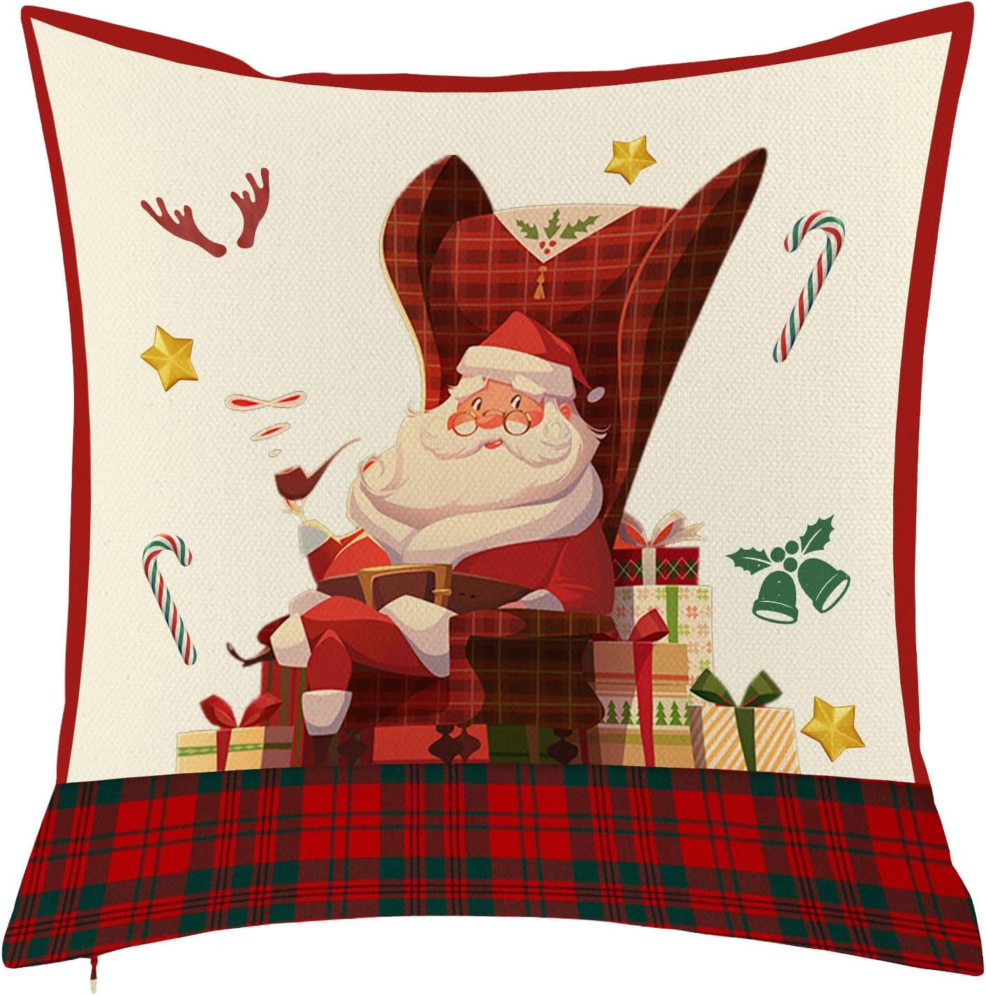 Fundas de almohada decorativas de Navidad, funda de almohada de ciervos de Navidad, funda de almohada de decoración navideña de renos, funda de
