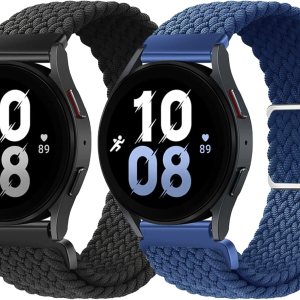 BlackPro Correa deportiva compatible con Samsung Galaxy Watch 6 5 4, correa ajustable de nailon trenzado elástica para Galaxy de 1.772 in, 1.732 in, BlackPro Correa deportiva compatible con Samsung Galaxy Watch 6 5 4, correa ajustable de nailon trenzado elástica para Galaxy de 1.772 in, 1.732 in,