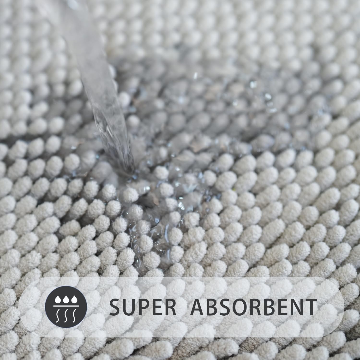 Juego de 3 tapetes de baño de felpilla, superabsorbentes, parte trasera antideslizante de PVC fuerte, tapetes de baño para baño, felpa peluda,