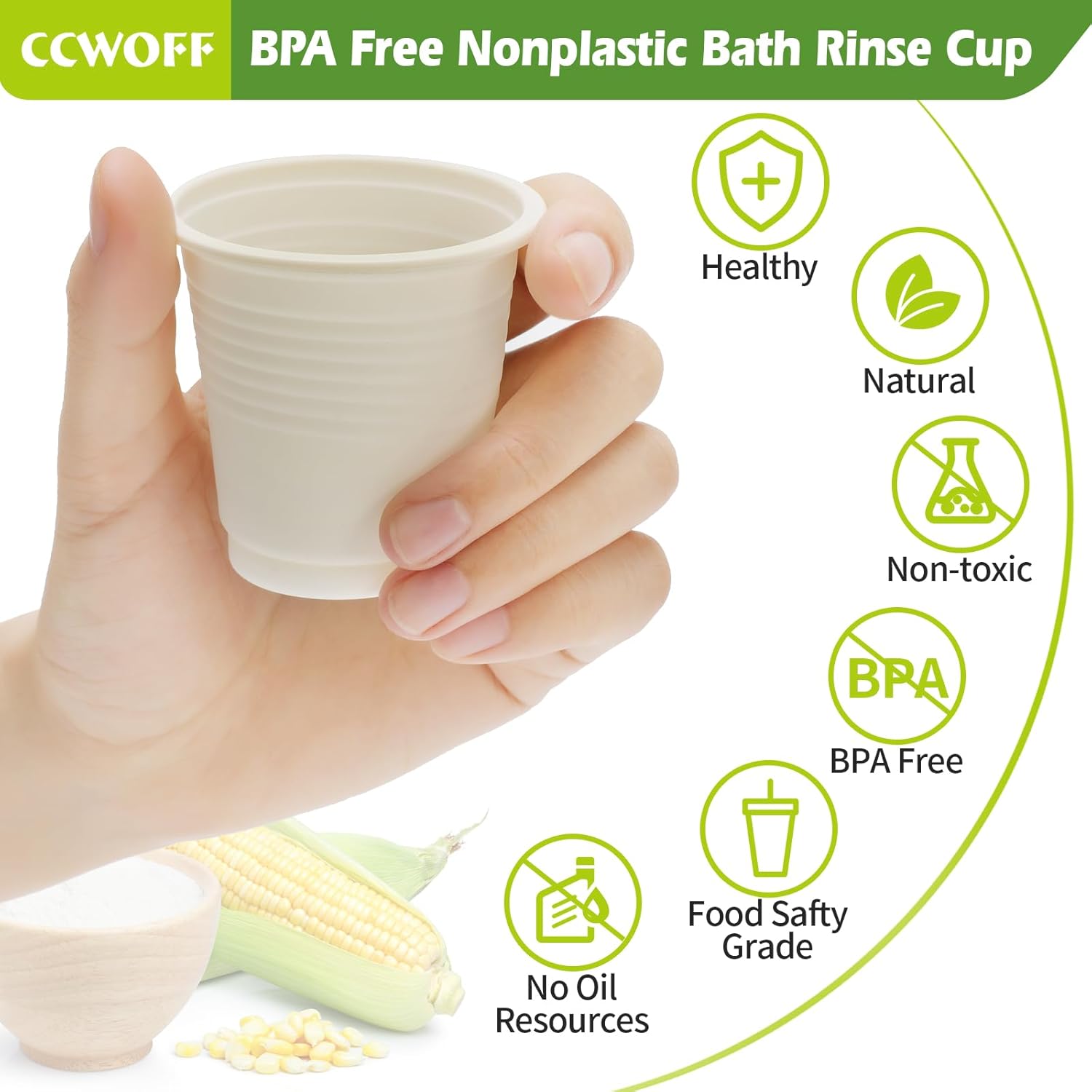 Vasos de baño de 3 onzas 100% compostables, biodegradables, ecológicas, tazas para enjuague bucal para enjuagar la boca, vasos desechables para