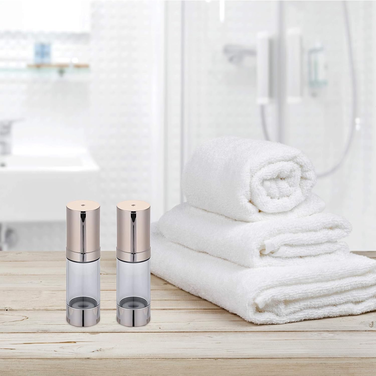 Exceart 6 botellas de plástico de viaje con aerosol, vacío, rellenable, reutilizable, bomba de líquido, dispensador cosmético, para artículos de