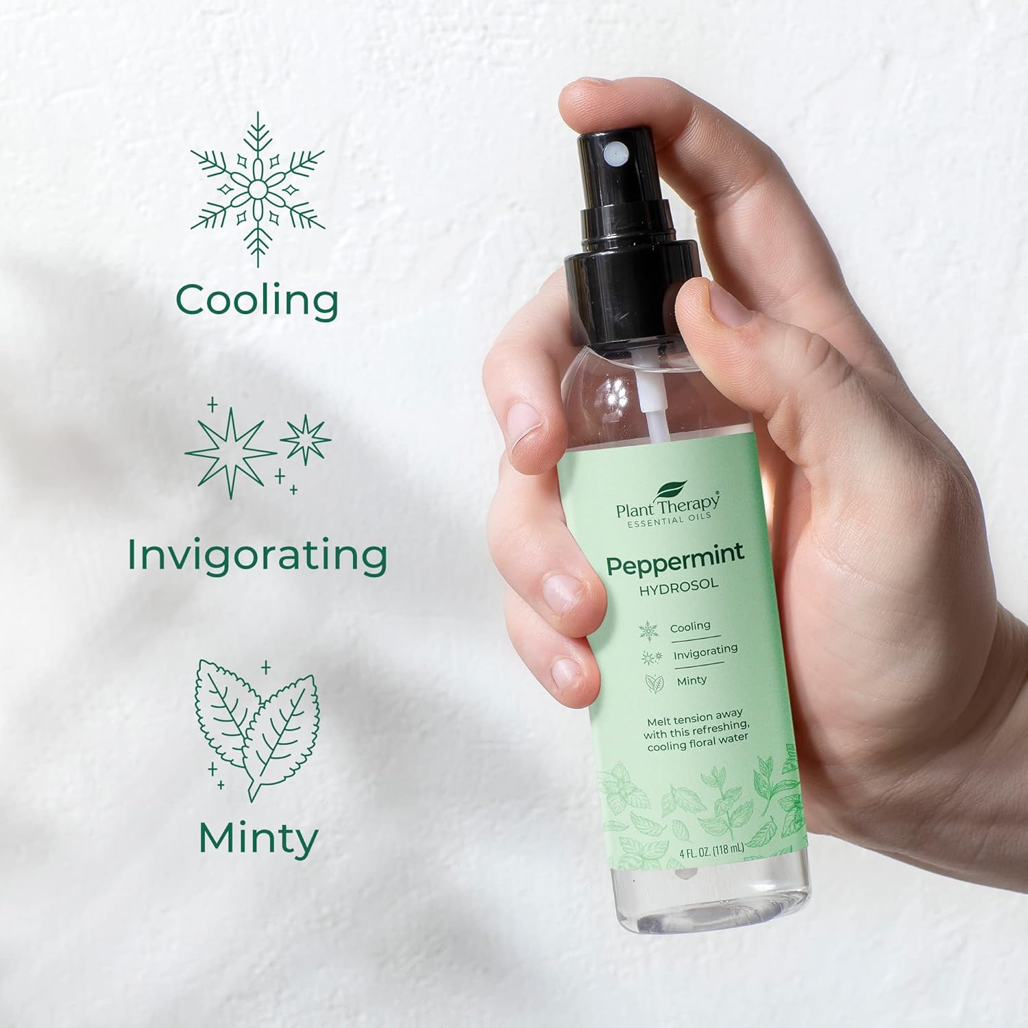 Plant Therapy Agua de flor de hidrosol de menta, subproducto de aceites esenciales 4 oz