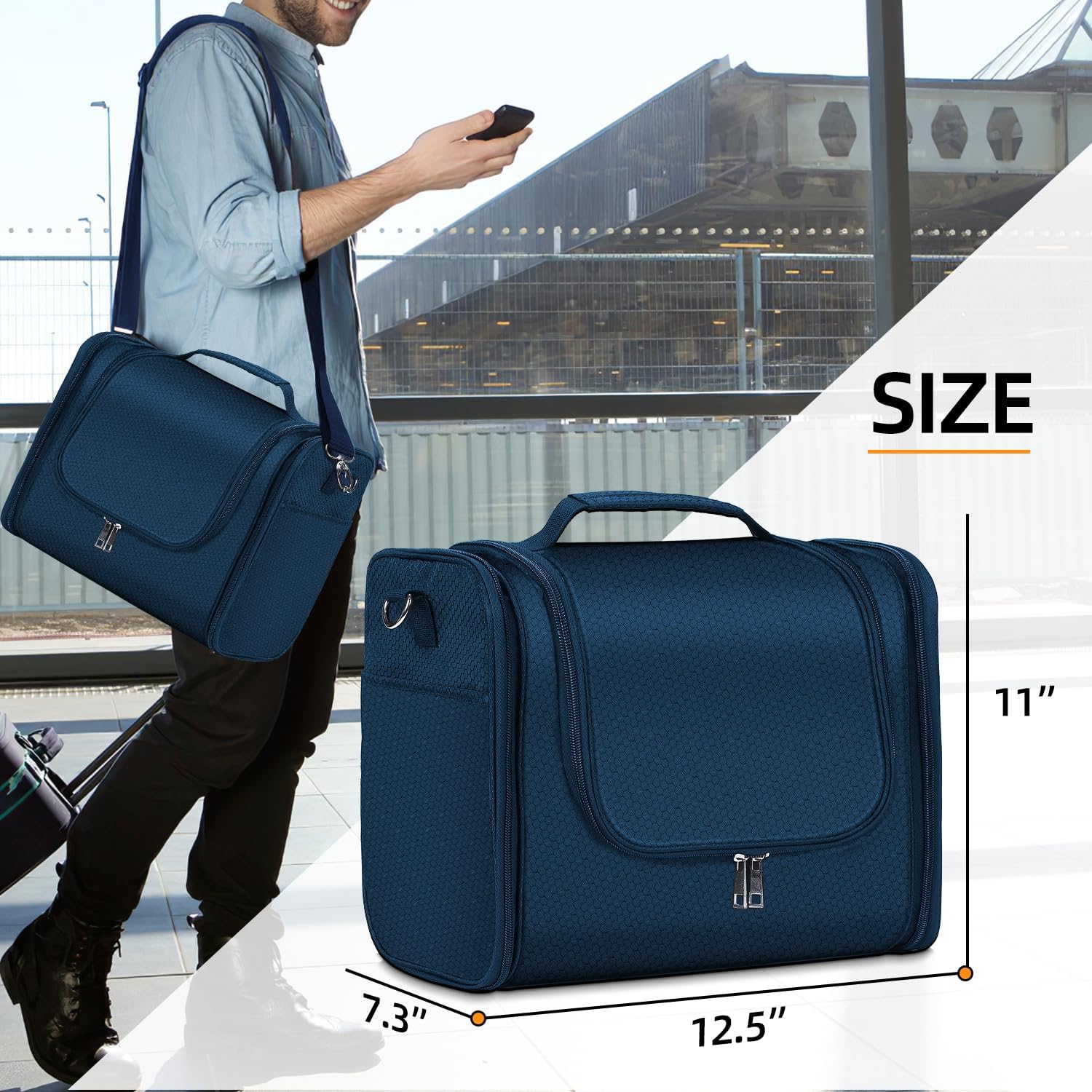 Bolsa de aseo colgante de gran capacidad para hombres y mujeres, bolsa de ducha de baño impermeable portátil, bolsa de afeitado ligera, bolsa de