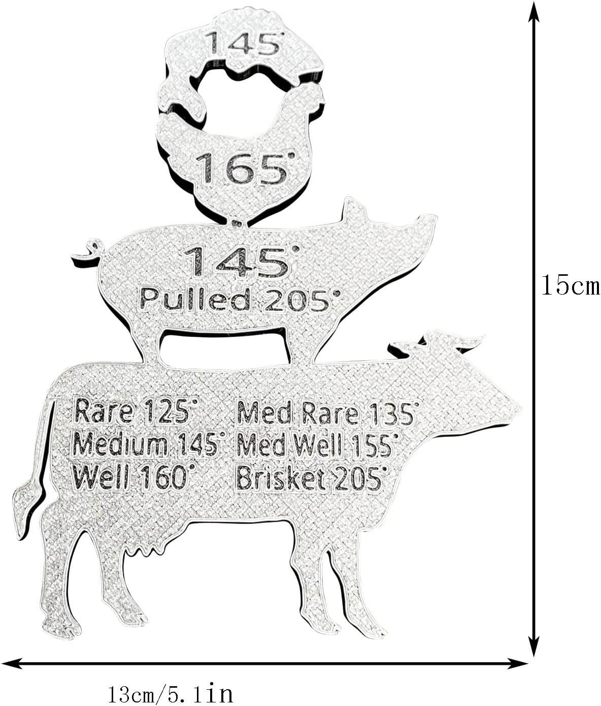 BBQ Gifts – Imán de temperatura de carne, pollo, carne de res, cerdo, pescado para cocinar animales de cocina, imán de parrilla, accesorios para