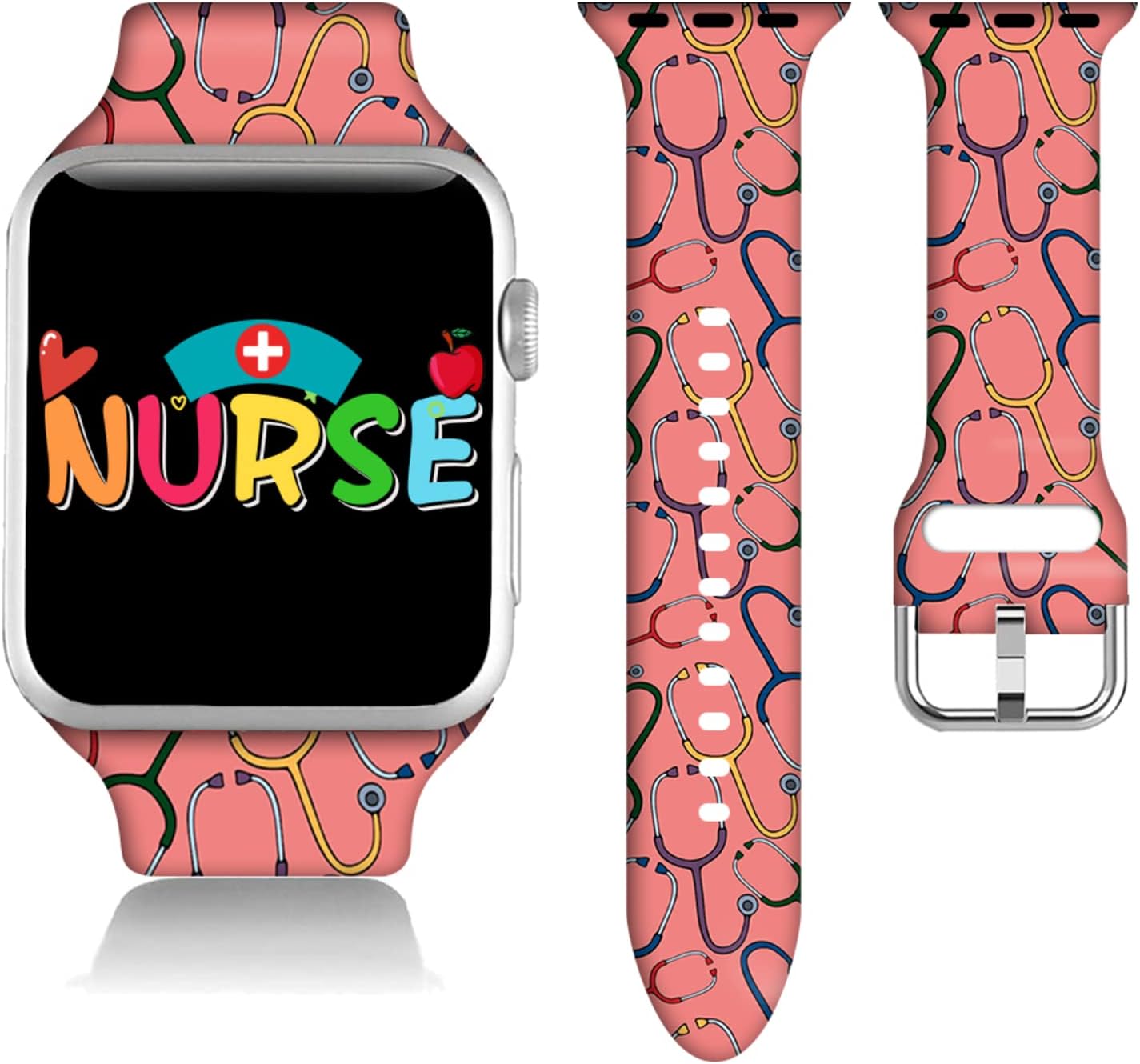 Teacher Appreciation Gifts Nurse Decorations Wristband Straps for Rainbow Apple Watch Band 38mm40mm41mm42mm44mm45mm Soft Silicone Pride Watch Band