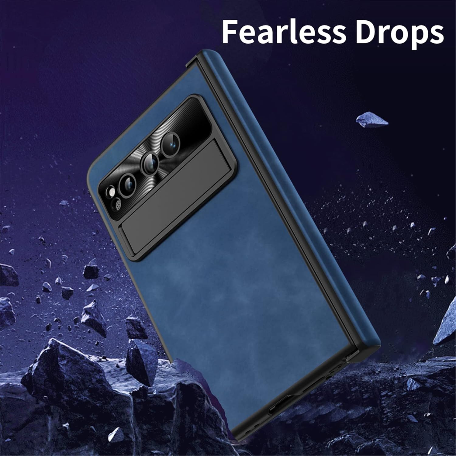 Pixel Fold, funda de piel magnética de protección de bisagra, protector de pantalla integrado, compatible con Google Pixel Fold 2023 (azul)
