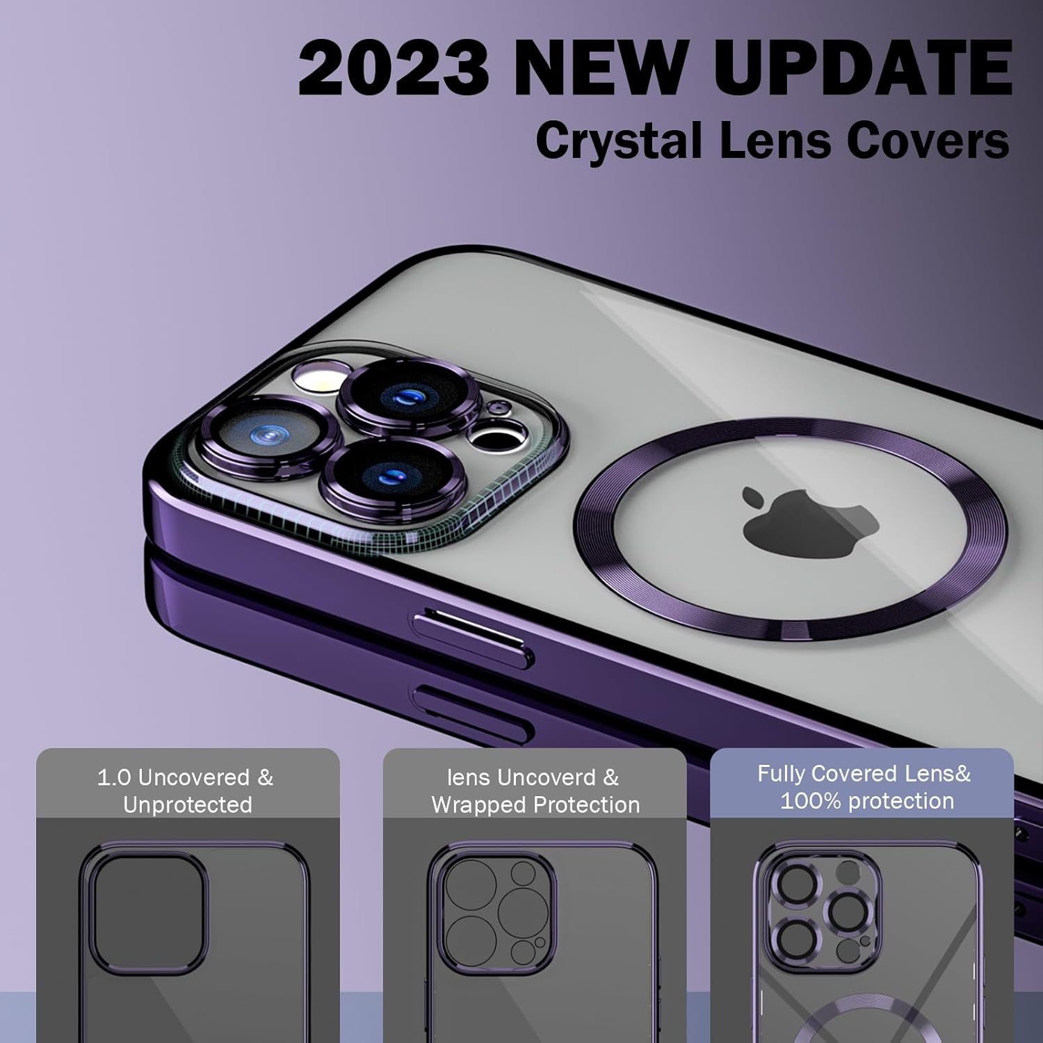 KSWOUS Funda magnética transparente para iPhone 15 Pro Max compatible con MagSafe protección completa de la lente de la cámara chapado de lujo para
