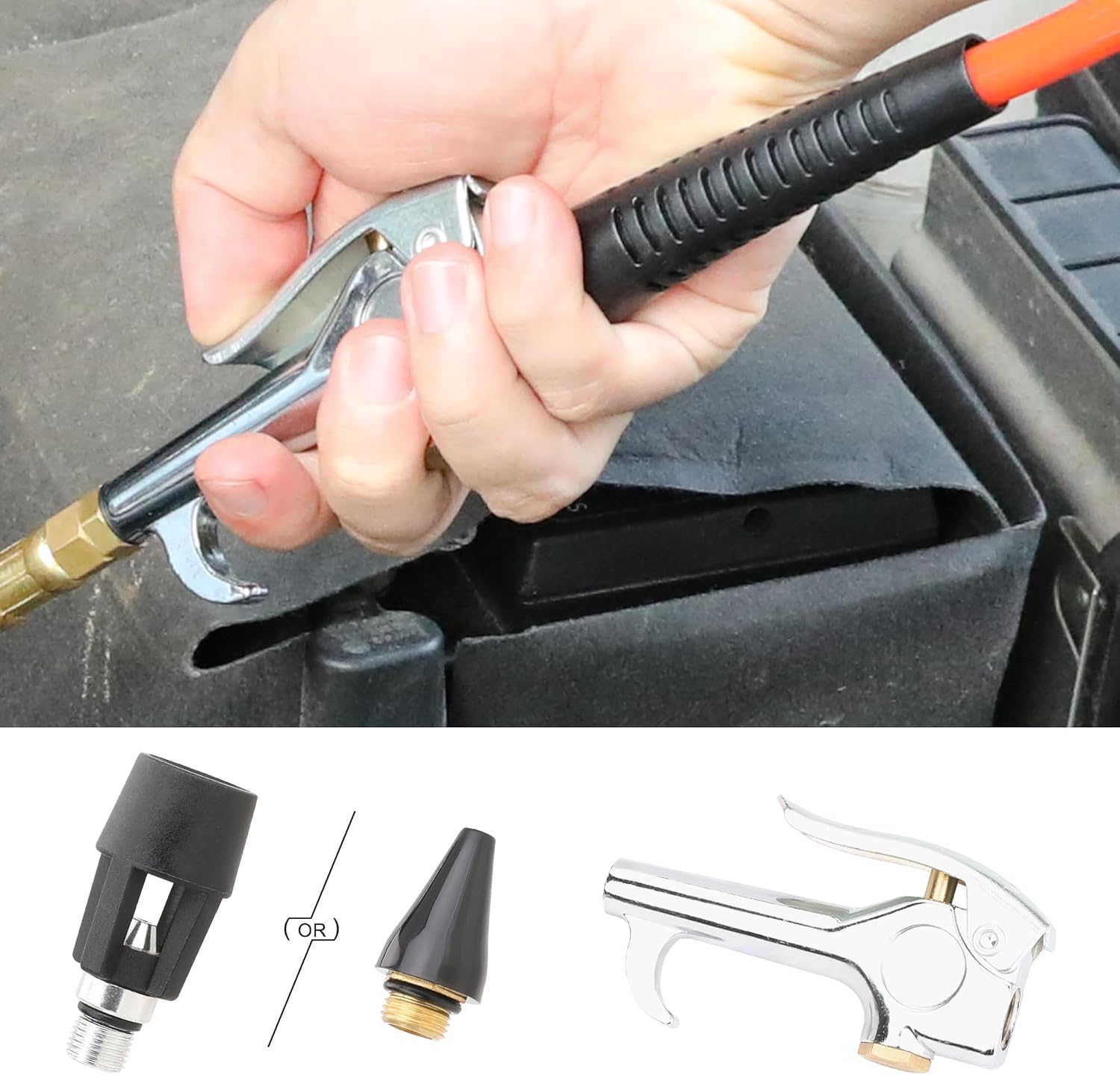 Hromee Kit de pistola de soplado de aire con boquillas de aire y manguera de extensión flexible de 12 pulgadas, accesorios para compresor de aire,