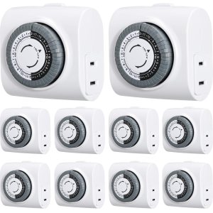 Temporizadores programables de 24 horas para enchufes eléctricos, temporizador mecánico de enchufe interior resistente, intervalos de 30 minutos, Temporizadores programables de 24 horas para enchufes eléctricos, temporizador mecánico de enchufe interior resistente, intervalos de 30 minutos,