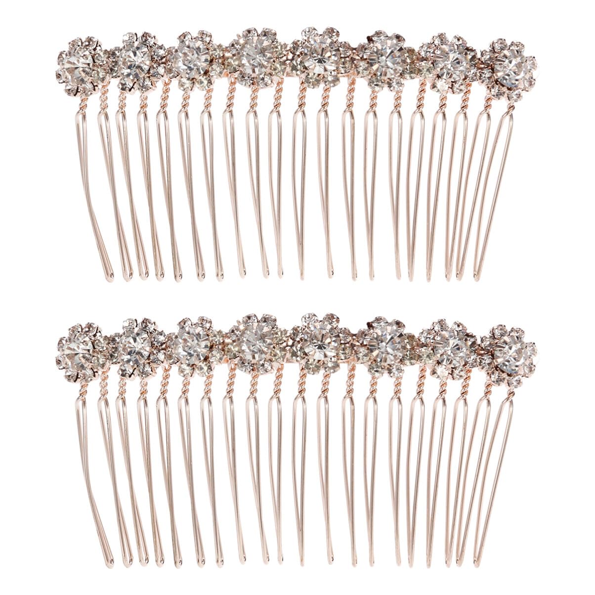 Peines de horquilla de 8 flores con diamantes de imitación de cristal, horquillas para el cabello, pinzas para el cabello para mujer, tocado de boda
