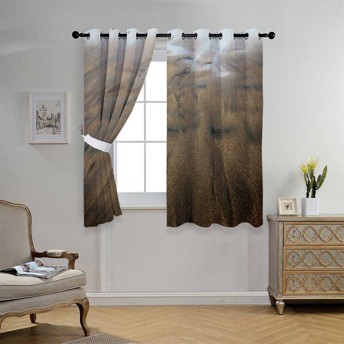 YANFENQI Cortinas para Habitacion Beach View Coast Accordion Folding Doors Interior Currains 63Inch Width by 63Inch Length,2 Panels