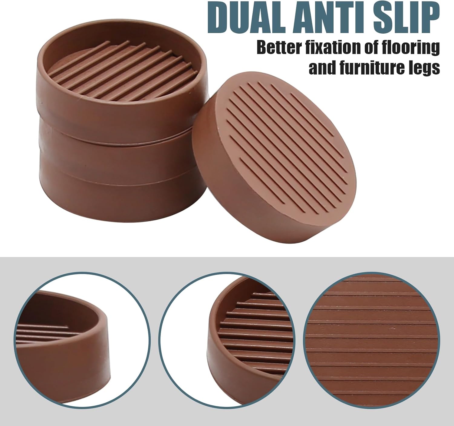 Posavasos para patas de muebles, 8 unidades, 2 x 2 pulgadas, redondos, de goma, para muebles, almohadillas antideslizantes, protectores de patas de