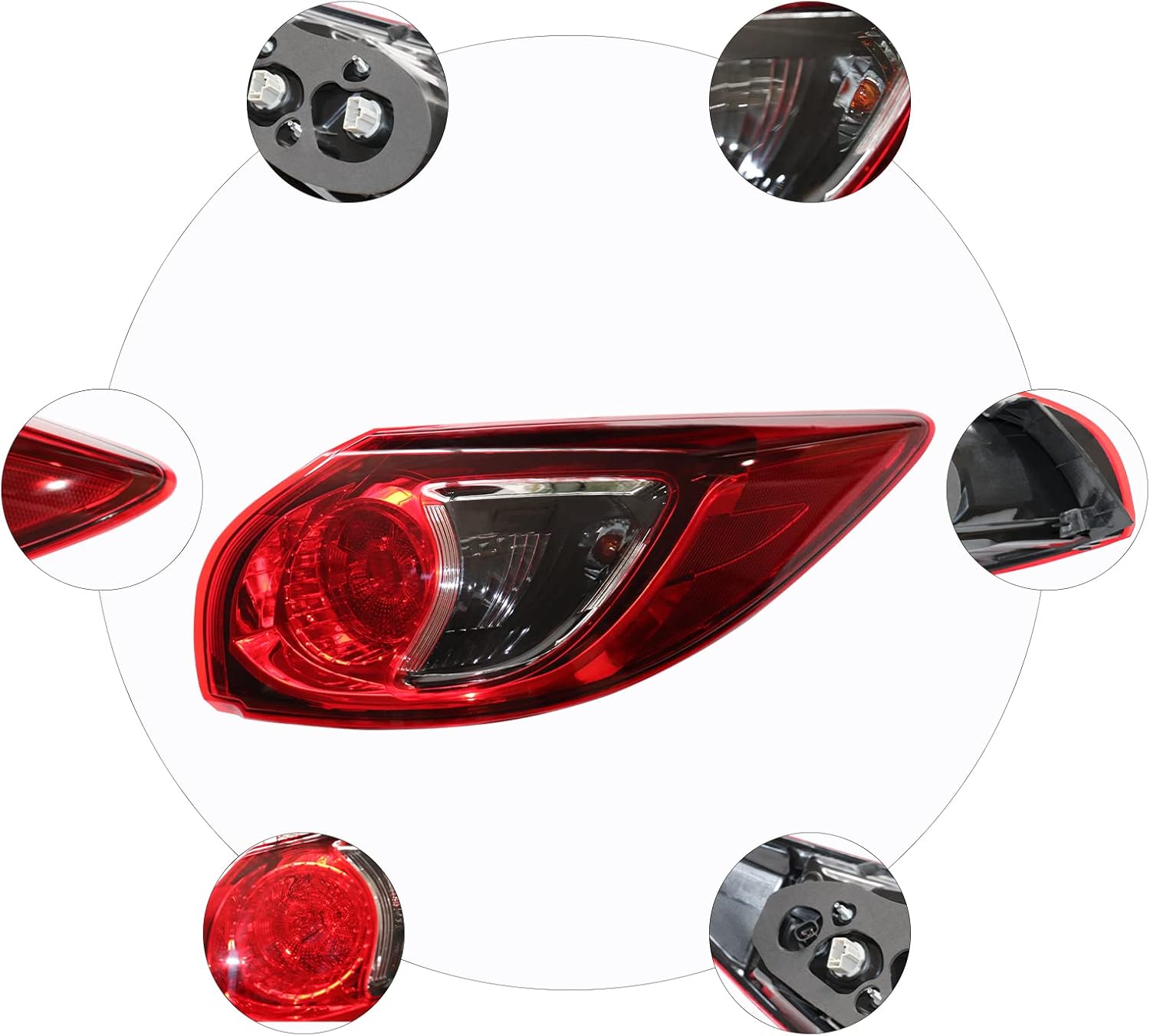 Luz trasera halógena, luz trasera exterior del lado del conductor y del pasajero para Mazda CX5 CX-5 2013-2016 lámpara de freno (luz trasera lateral