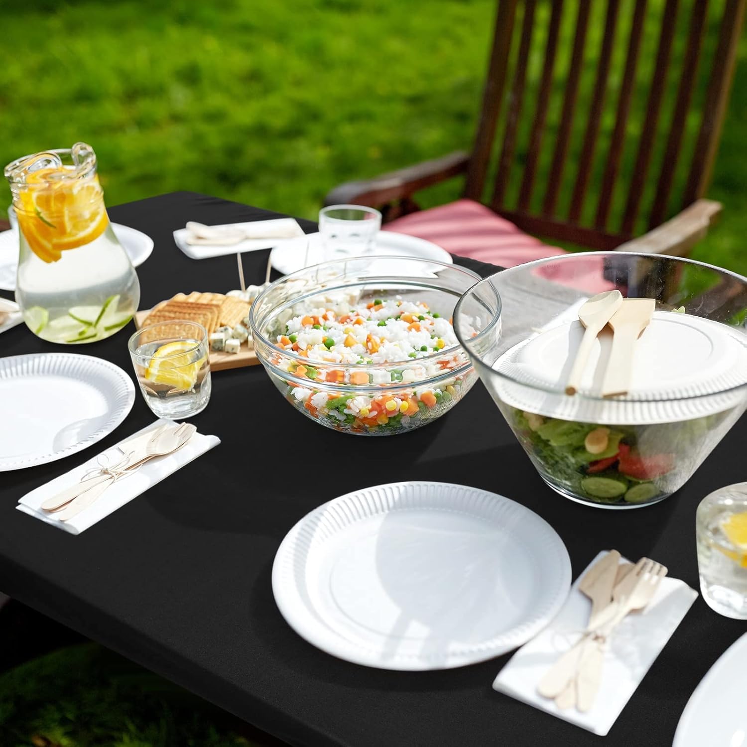 CHENGU Mantel de elastano, ajustable, elástico, ajustable, para mesa de picnic, lavable, plegable, mantel rectangular de poliéster para fiesta de